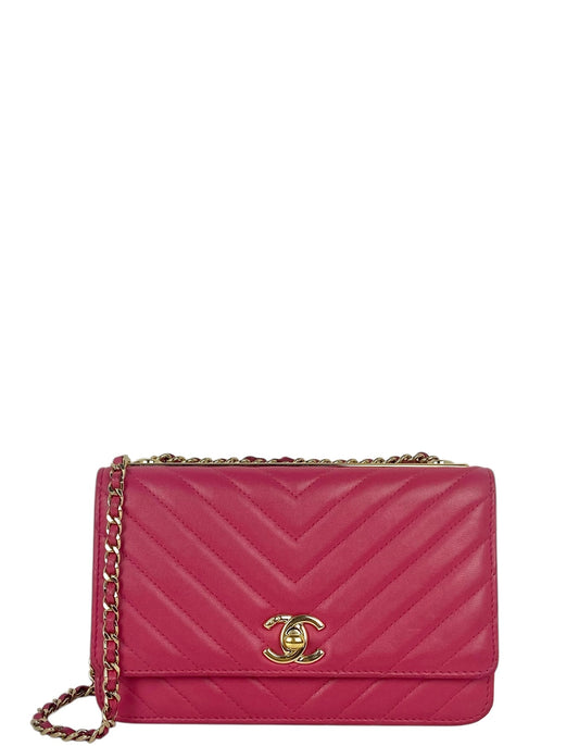 Chanel Pink Chevron Trendy CC WOC Crossbody Bag - Rovelle Bags