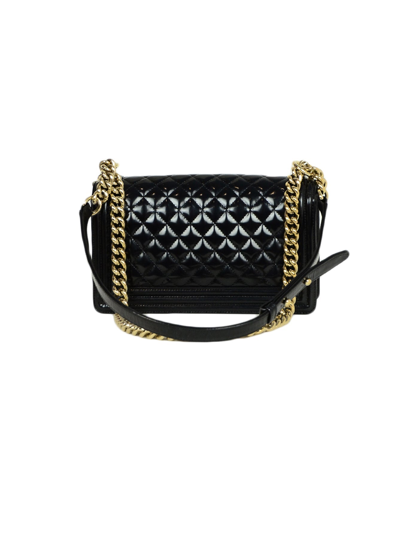 Chanel 2016-2017 Black Glazed Calfskin Quilted Handbag - Rovelle Bags