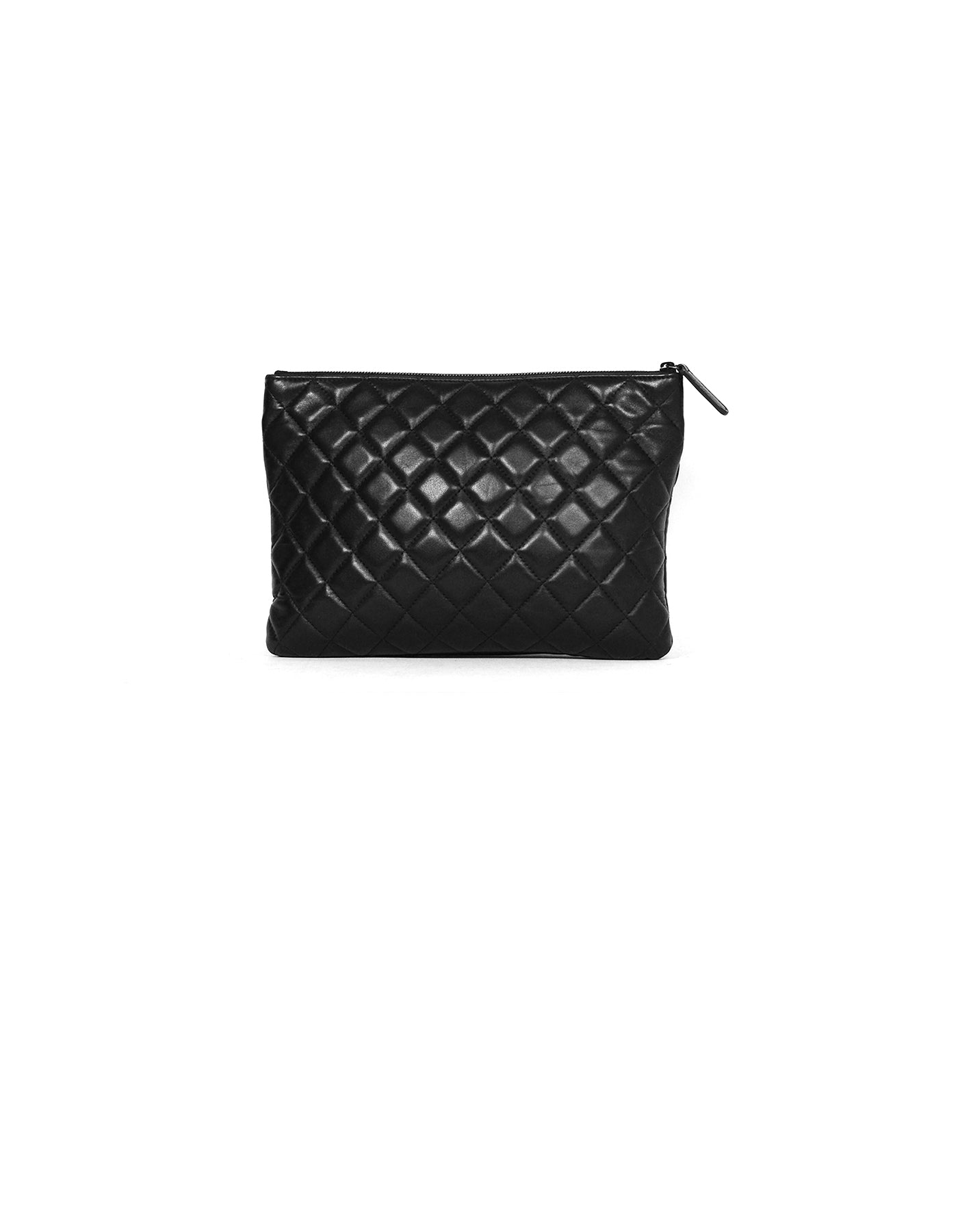 Chanel SO Black Lambskin Quilted Pouch Clutch Bag - Rovelle Bags