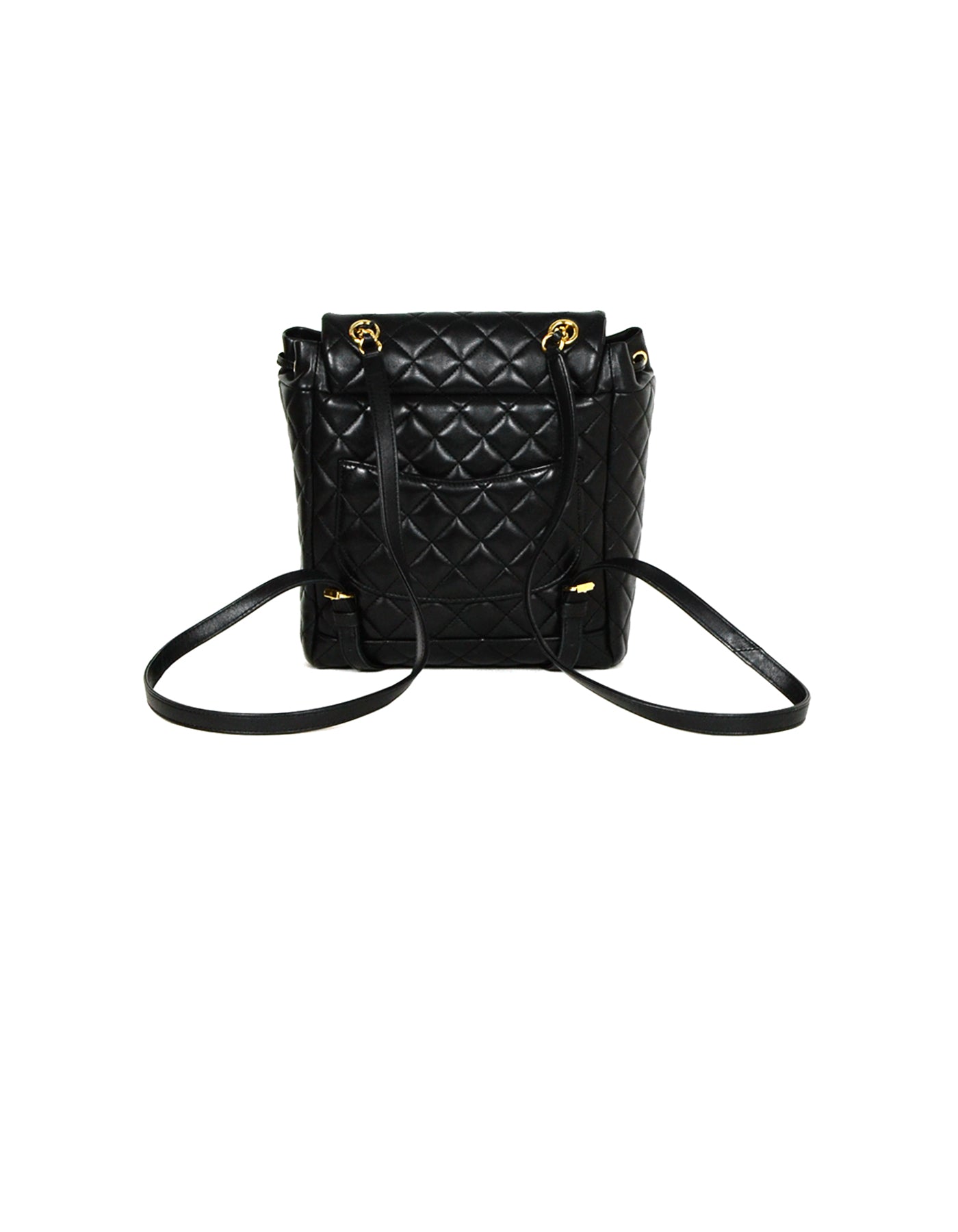 Chanel Black Lambskin Quilted Leather Small Backpack - Rovelle Bags
