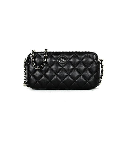 Chanel Black Lambskin Quilted Leather Classic Clutch Bag - Rovelle Bags