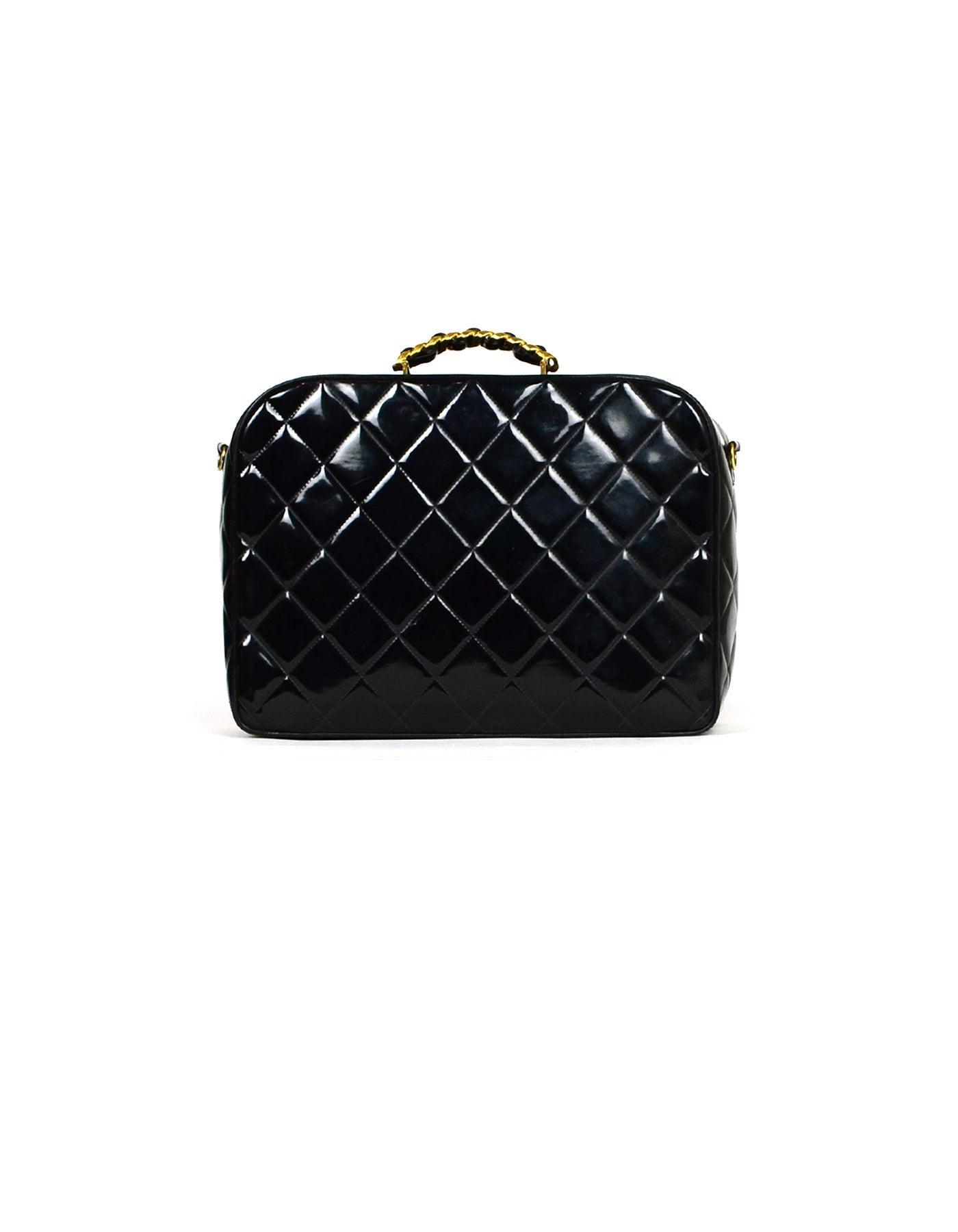 Chanel Black Patent ZIp Around Handbag - Rovelle Bags