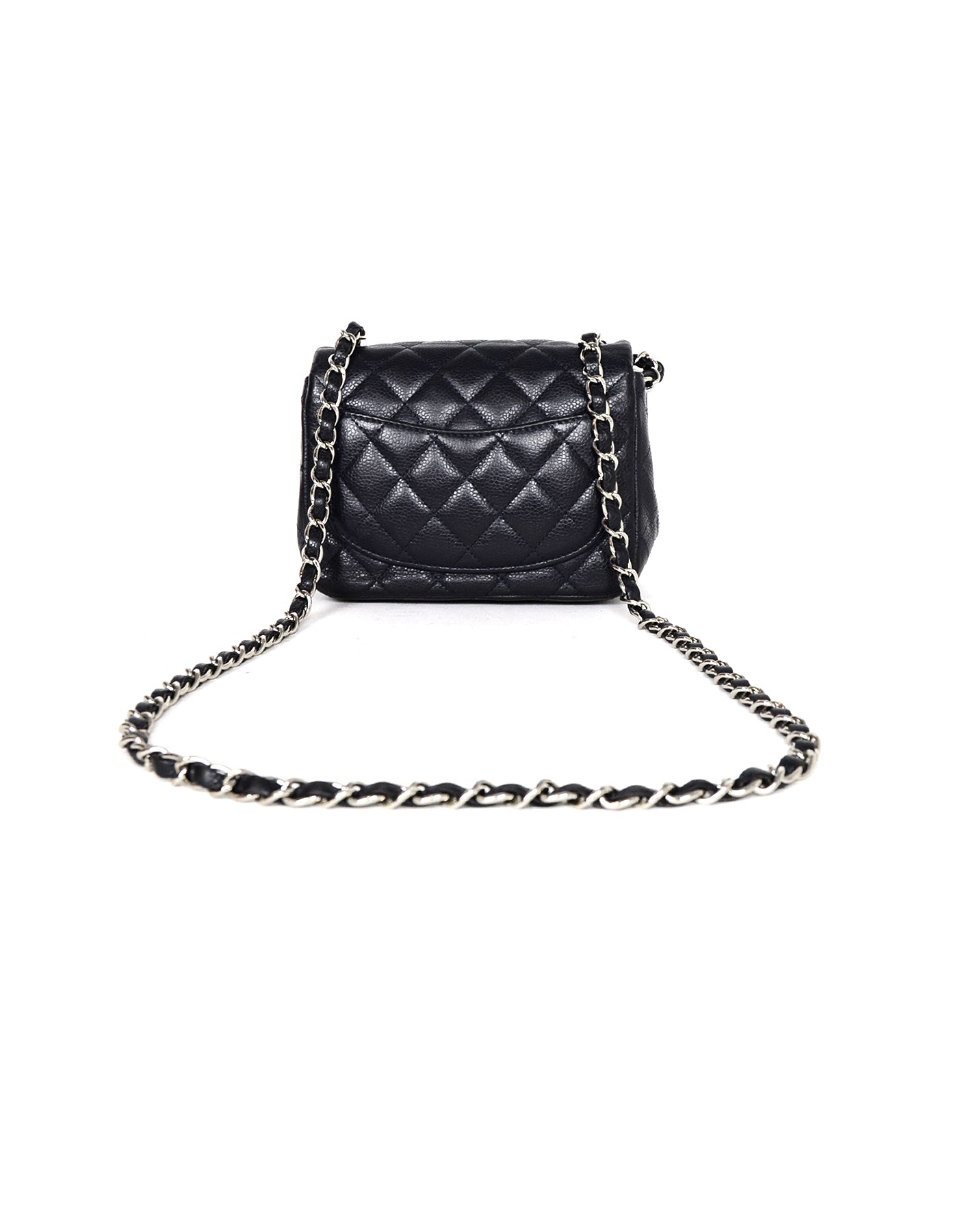 Chanel Navy Caviar Leather Mini Classic Handbag - Rovelle Bags