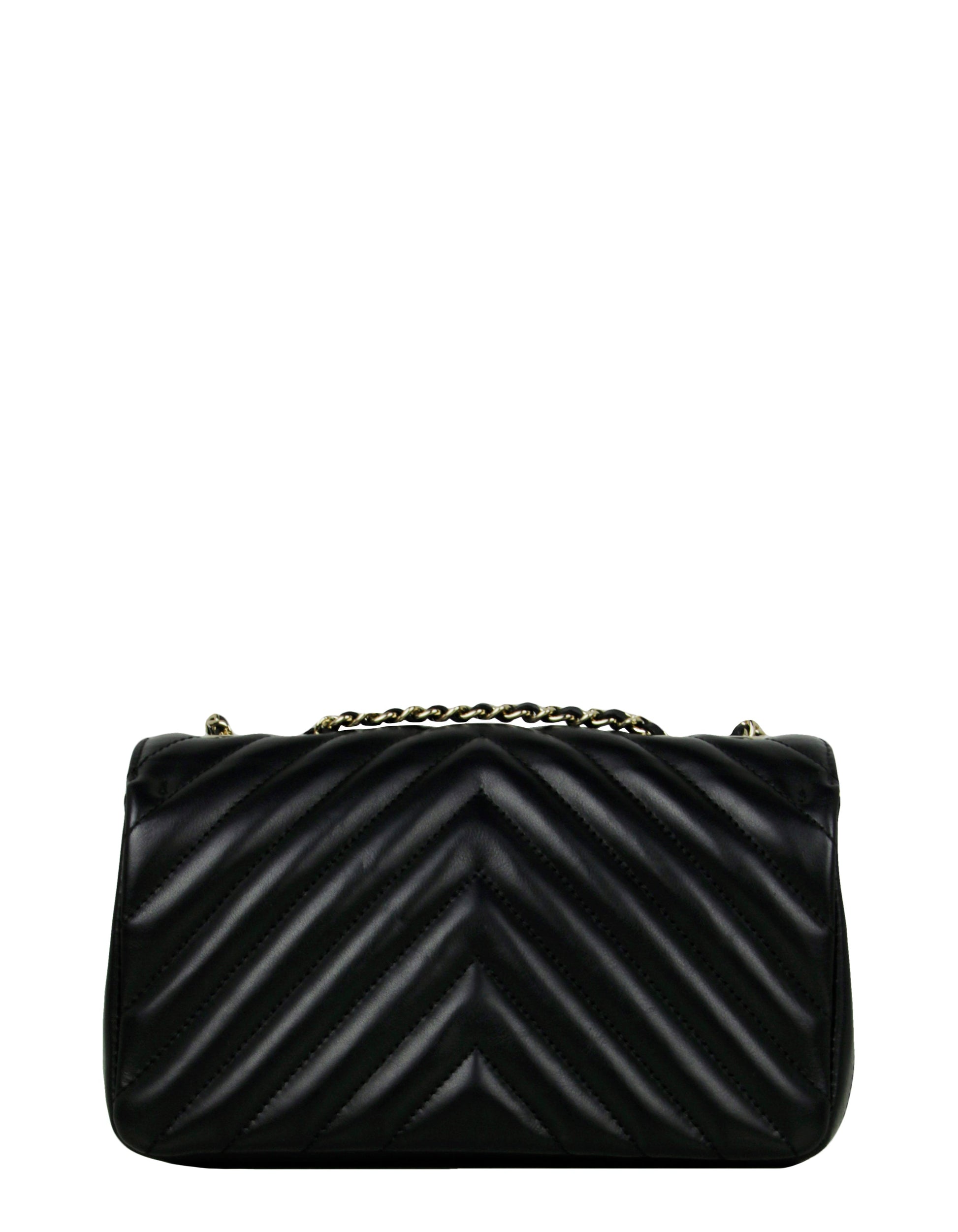 Chanel Black Lambskin Chevron Mini Statement Flap Bag - Rovelle Bags