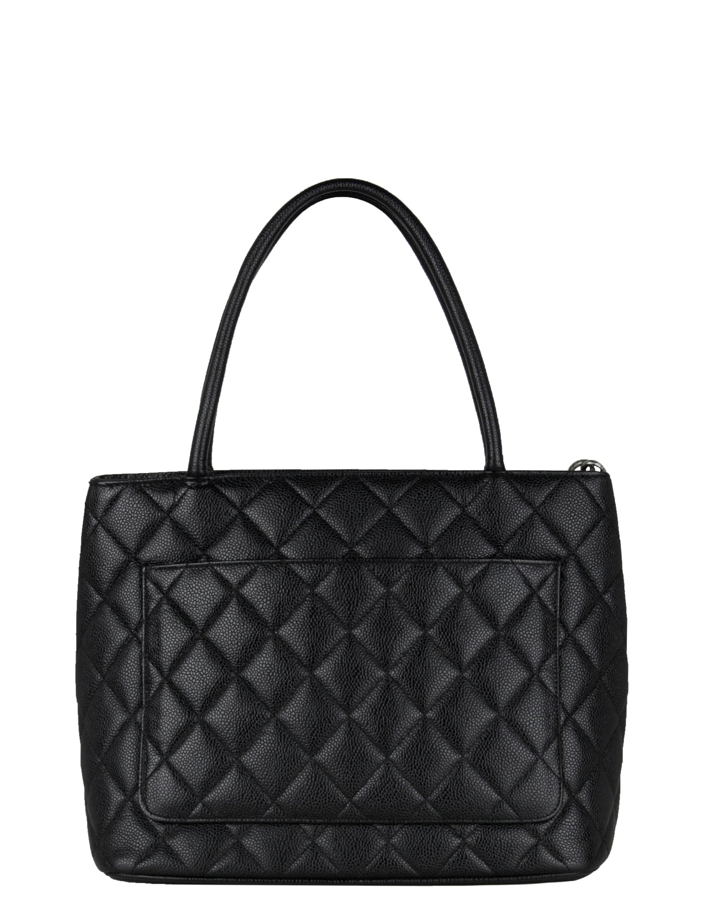 Chanel Black Caviar Leather CC Medallion Tote Bag - Rovelle Bags