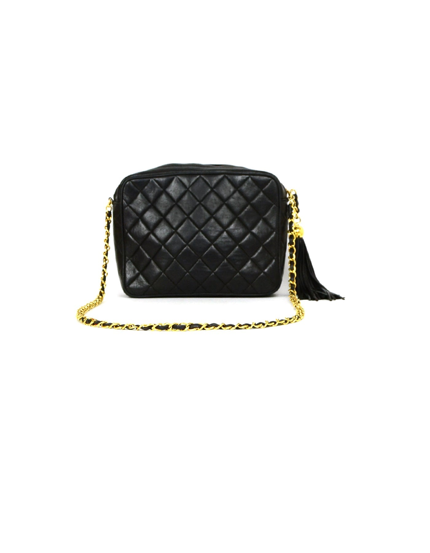 Chanel Black Lambskin Quilted CC Camera Crossbody Bag - Rovelle Bags