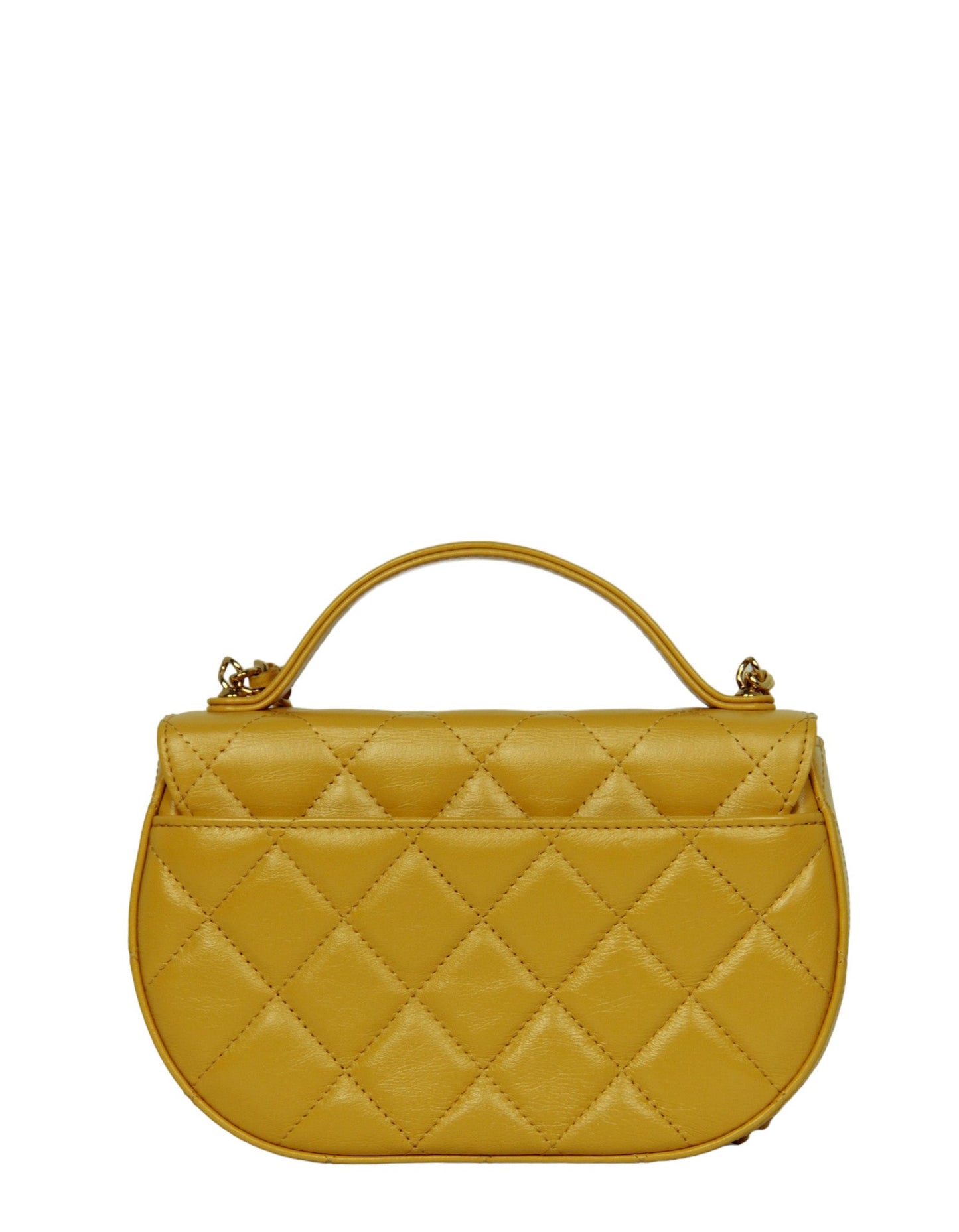 Chanel Mustard Yellow Lambskin Quilted Handle Crossbody Bag - Rovelle Bags