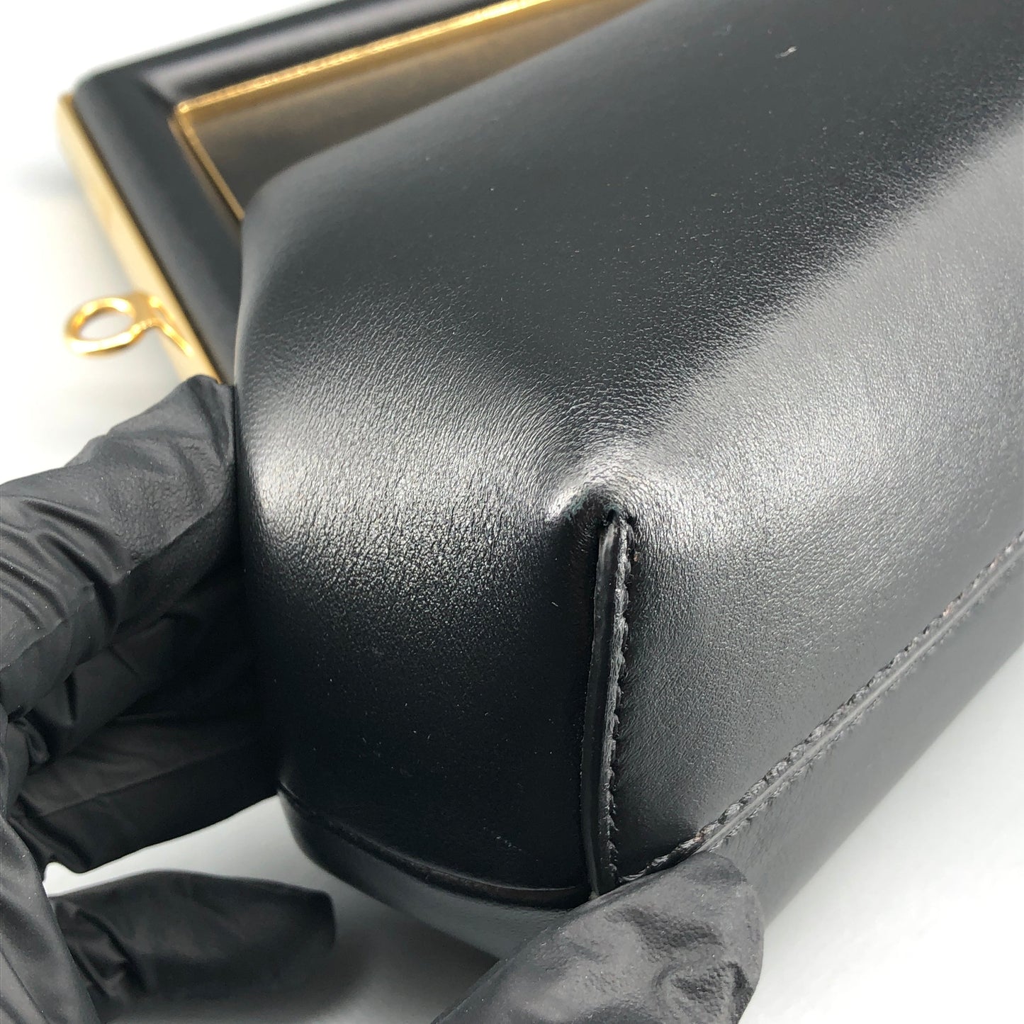 Fendi First Smooth Calfskin Clutch Crossbody Bag Black