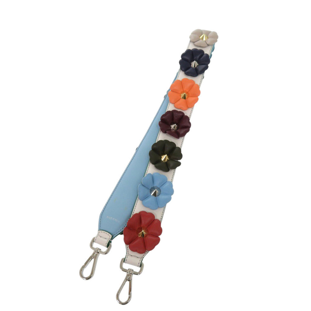 FENDI Shoulder strap Leather, Gold Plated white Women