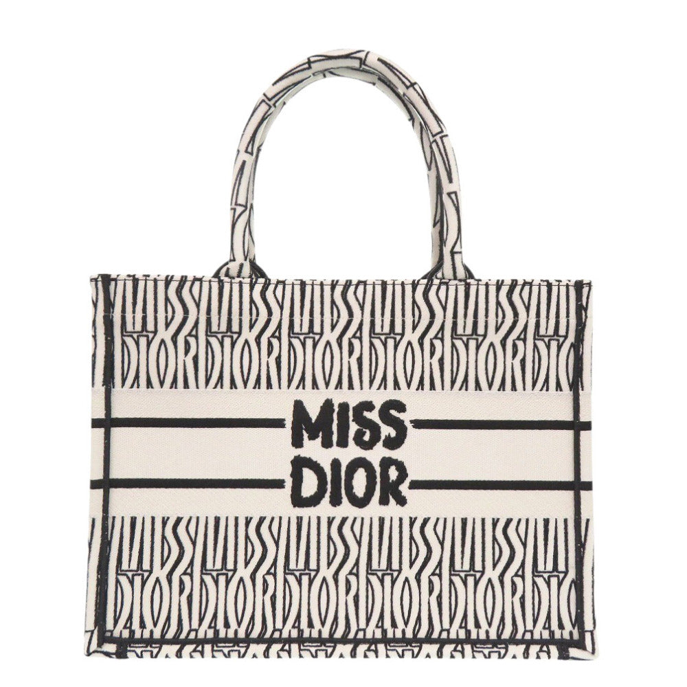 Christian Dior Handbag canvas white Medium Book Tote in Embroidery Women(Unisex)