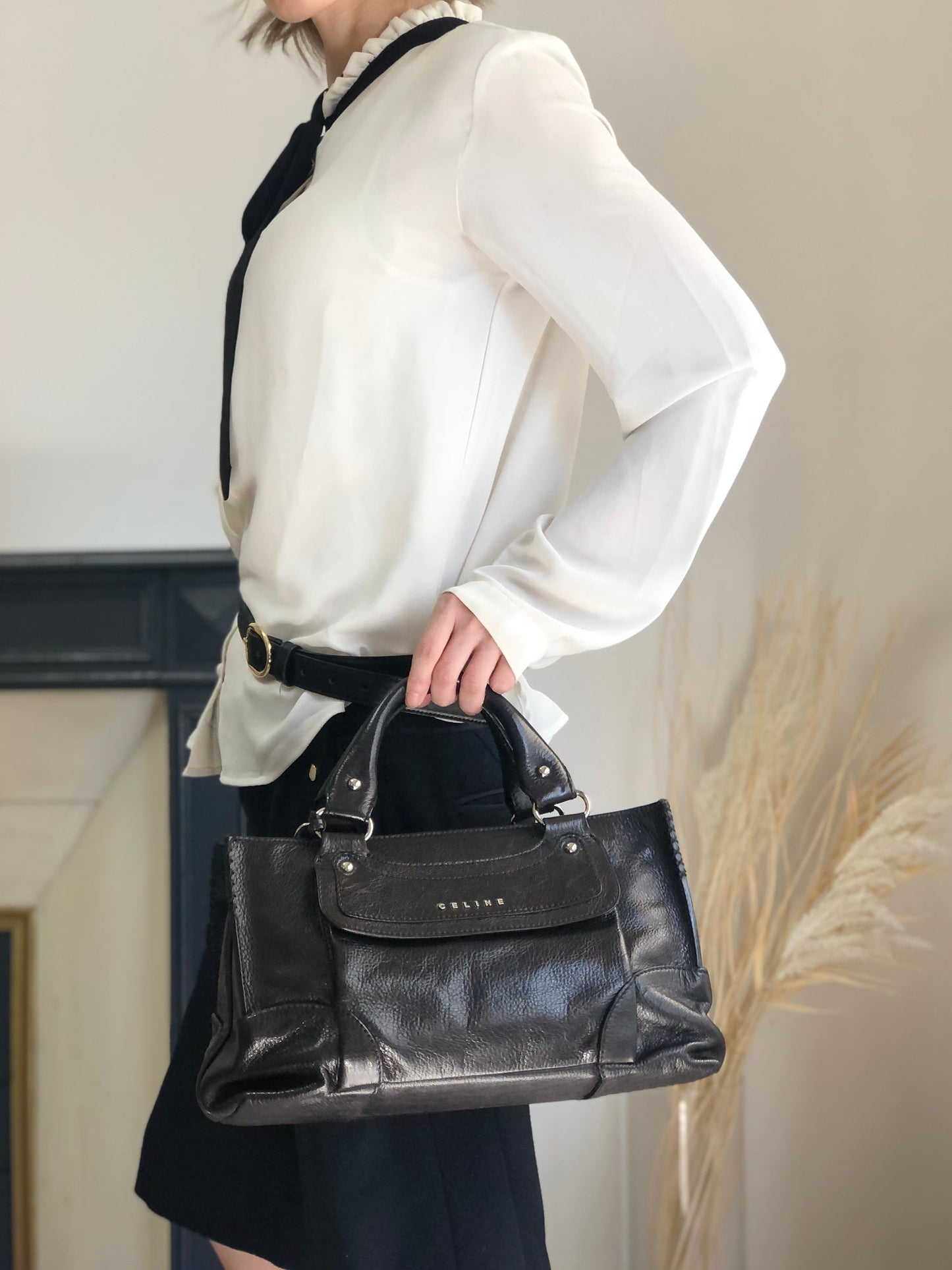 CELINE Horse Carriage Handbag Black