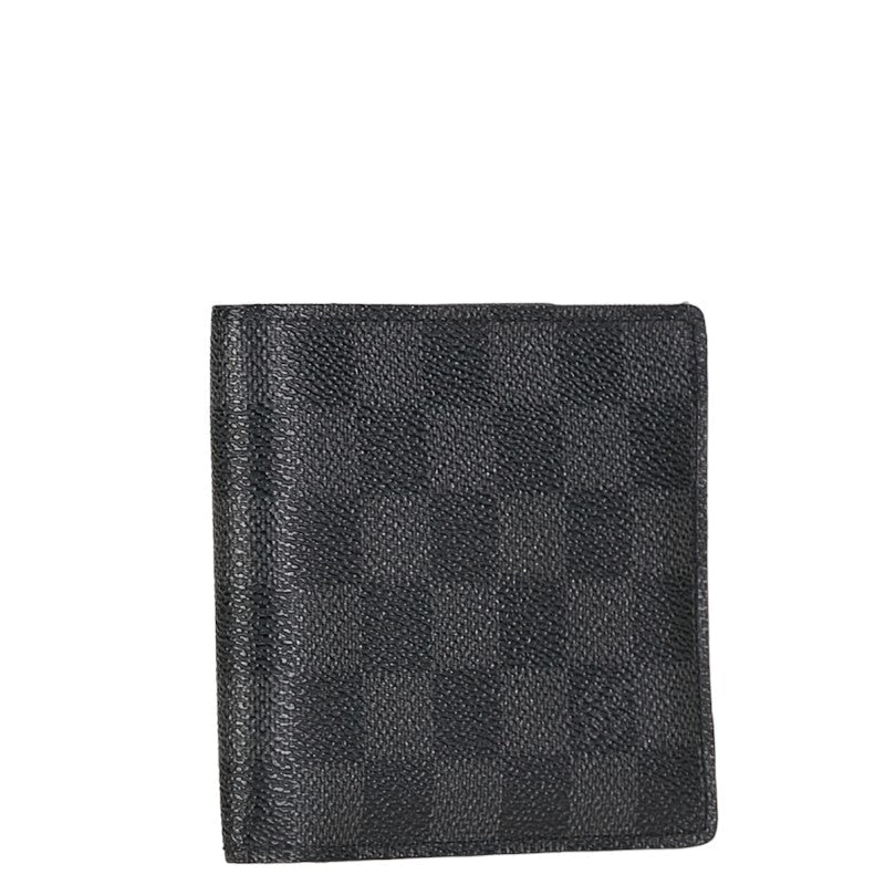 Louis Vuitton Damier Graphite Portefolio Marco Double Fold Wallet N62664 Black PVC Leather Louis Vuitton