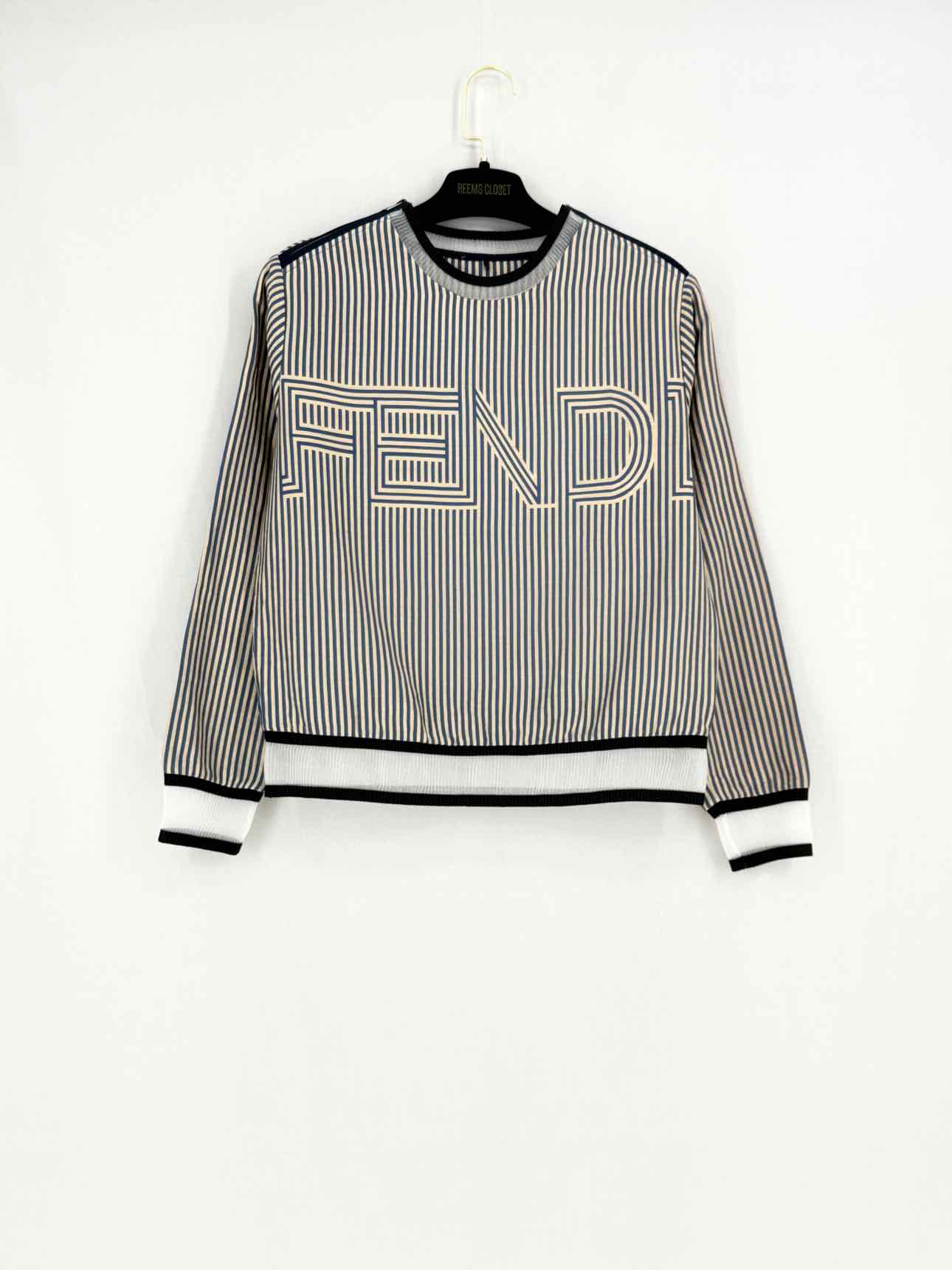 FENDI Jersey Black & Beige Logo Size US 2 Top