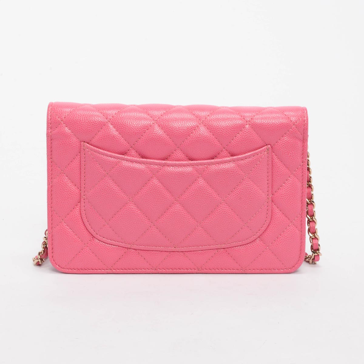 Chanel Pink Quilted Caviar Classic Wallet Crossbody Bag - Rovelle Bags