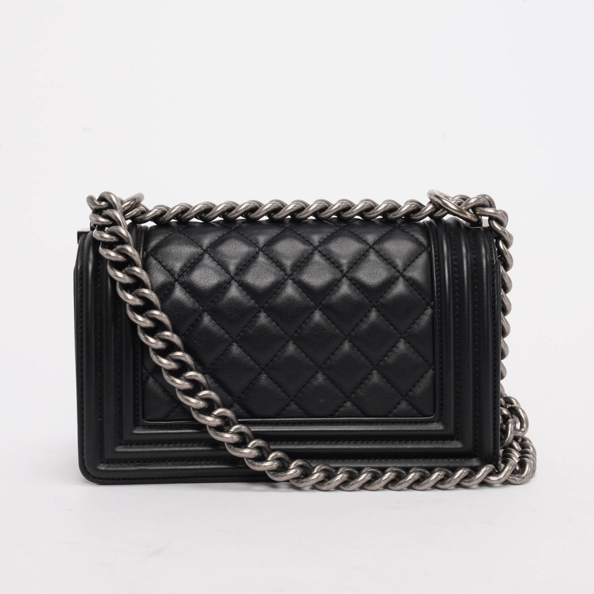 Chanel Black Quilted Lambskin Small Boy Handbag - Rovelle Bags