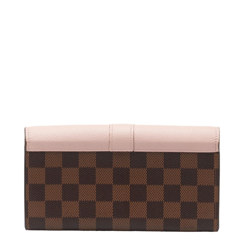 Louis Vuitton Damier Portefolio Clapton Long Wallet N64447 Magnolia Pink Brown PVC Leather LOUIS VUITTON