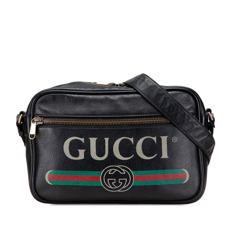 Gucci Logo Print Leather Shoulder Bag