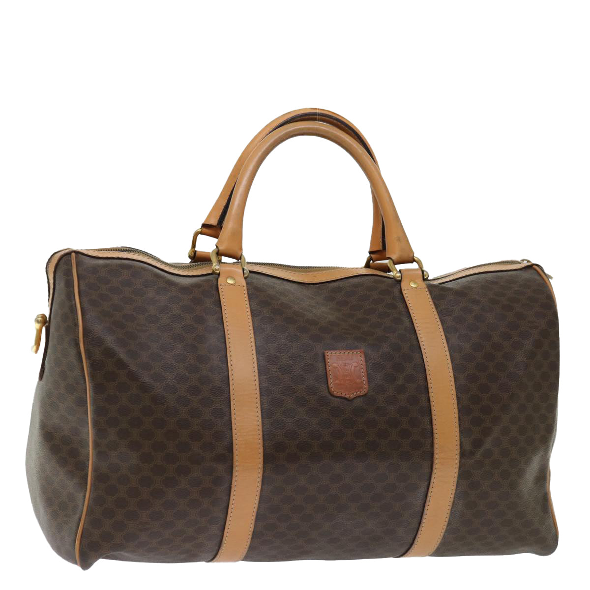 Luxury CELINE Macadam Canvas Boston Bag PVC Brown 70180