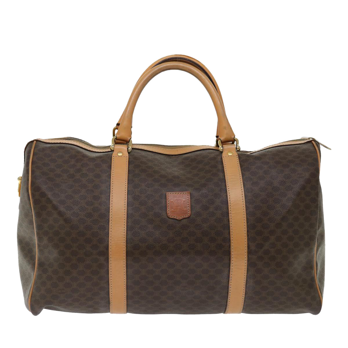 Luxury CELINE Macadam Canvas Boston Bag PVC Brown 70180