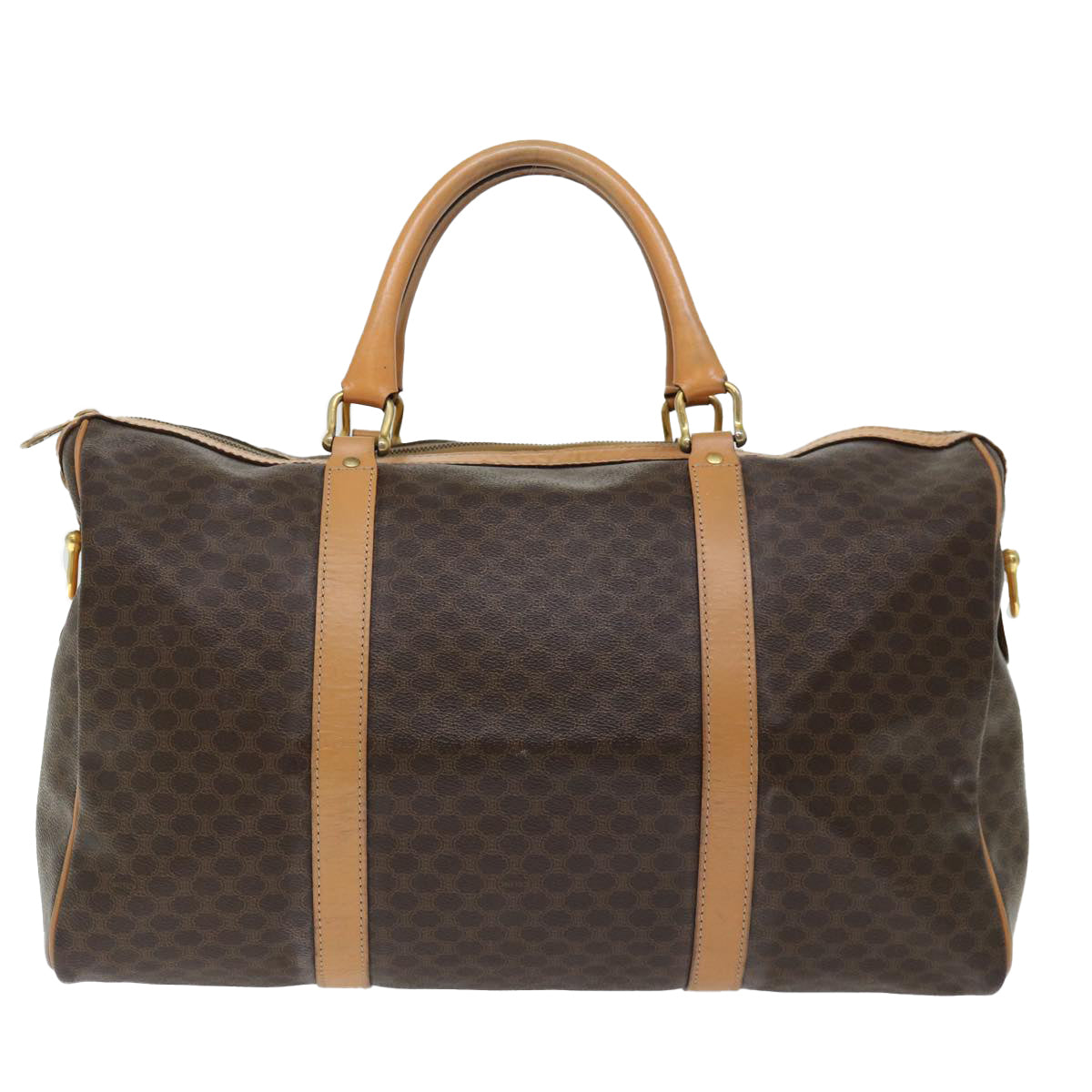 Luxury CELINE Macadam Canvas Boston Bag PVC Brown 70180