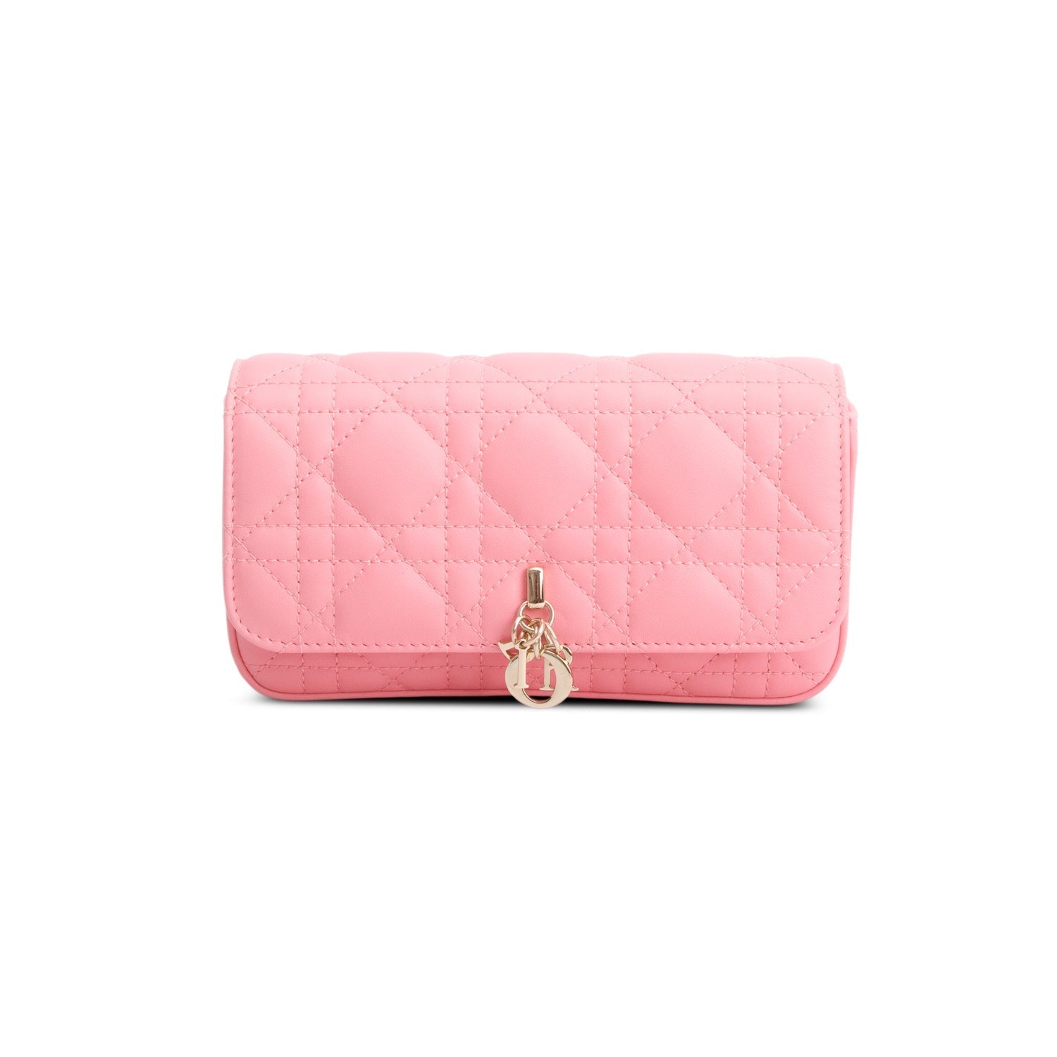 Christian Dior 2024 Pink Lambskin Cannage Dior Talk Phone Pouch
