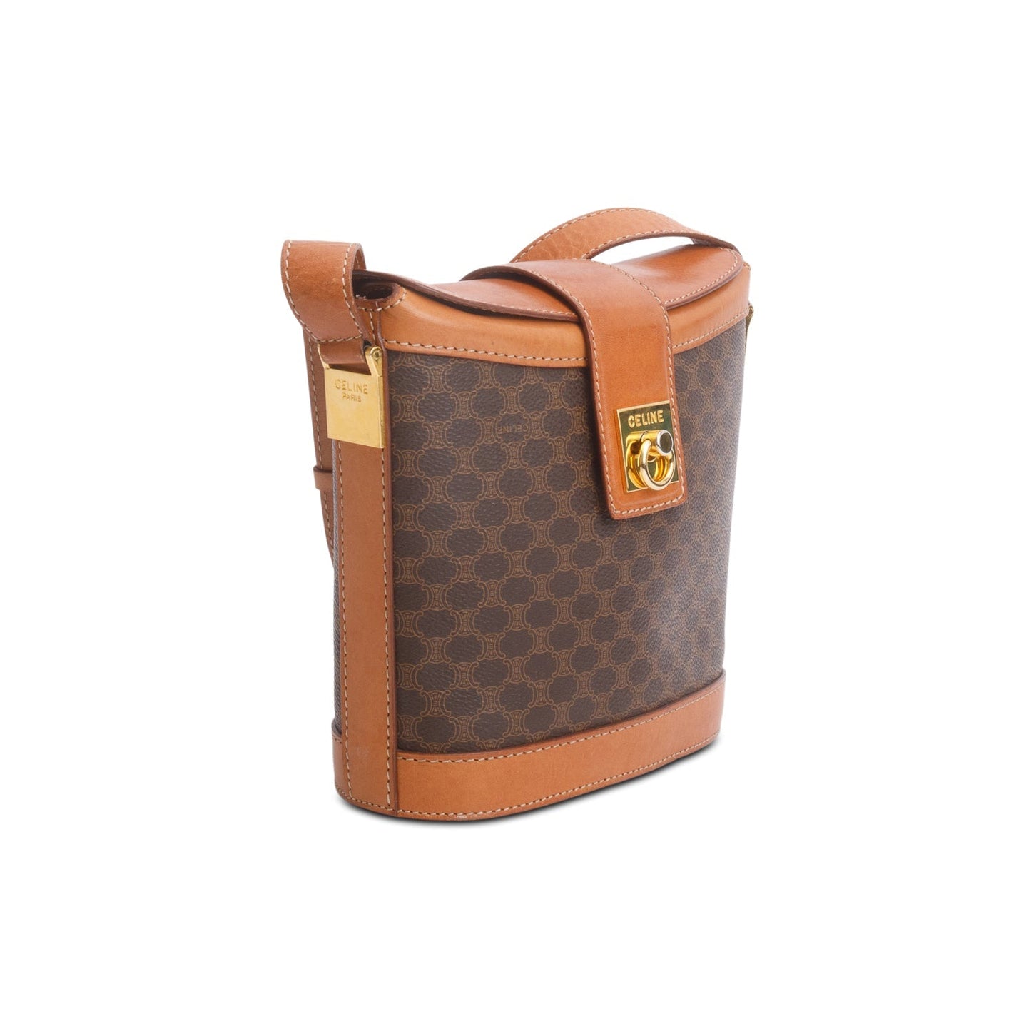 Celine Brown Triomphe Macadam Crossbody Bag