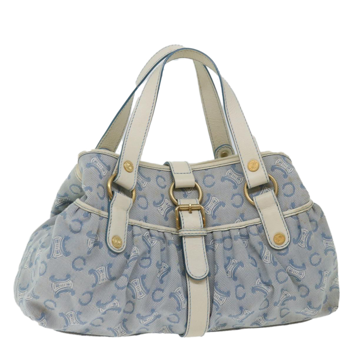 Luxury CELINE C Macadam Canvas Hand Bag Light Blue 70598