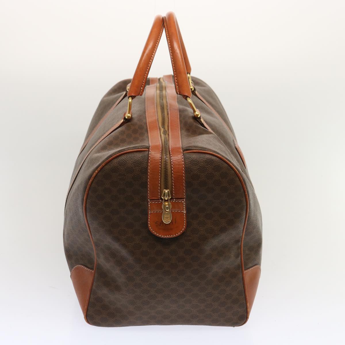 Luxury CELINE Macadam Canvas Boston Bag PVC Brown 70634