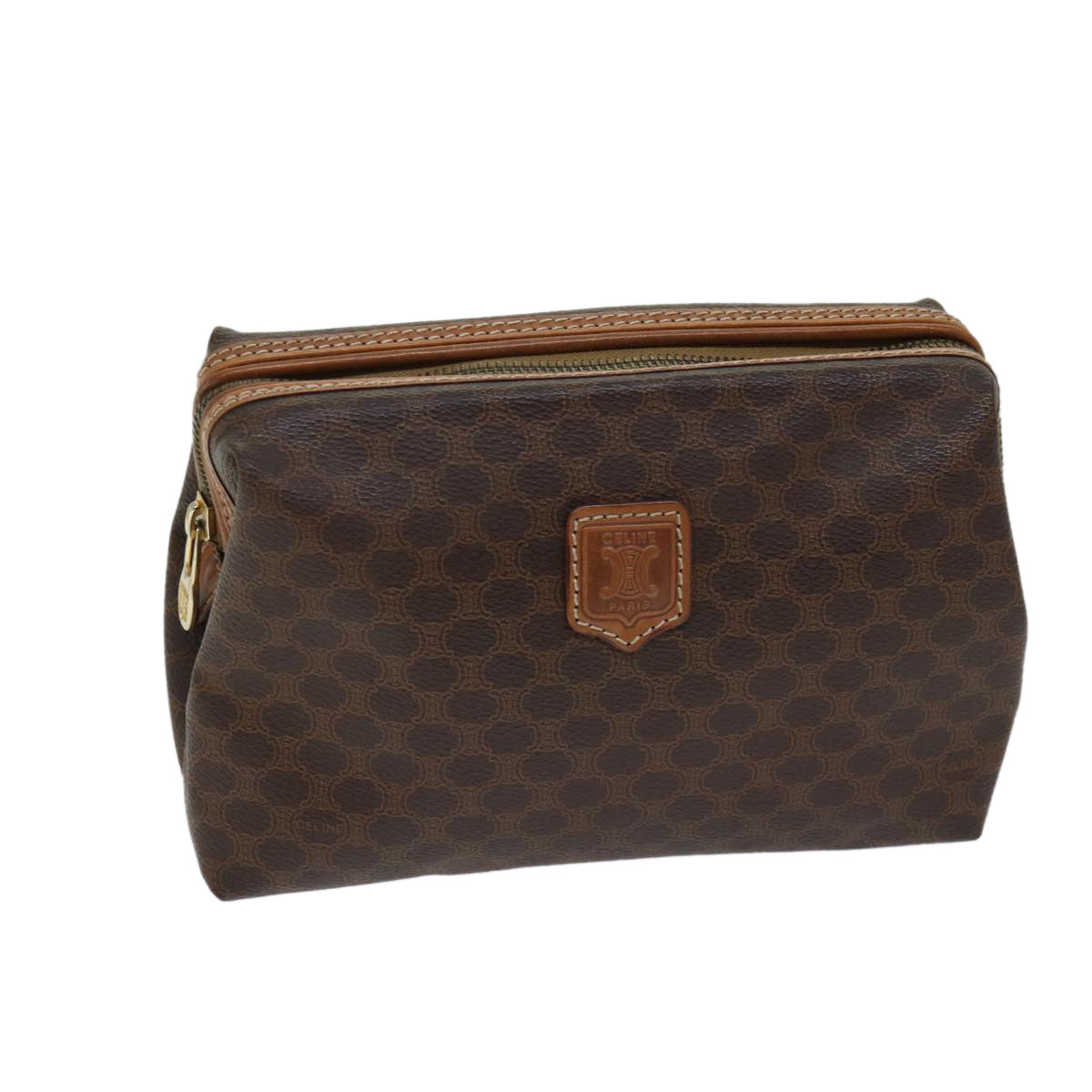 Luxury CELINE Macadam Canvas Pouch PVC Beige 70803