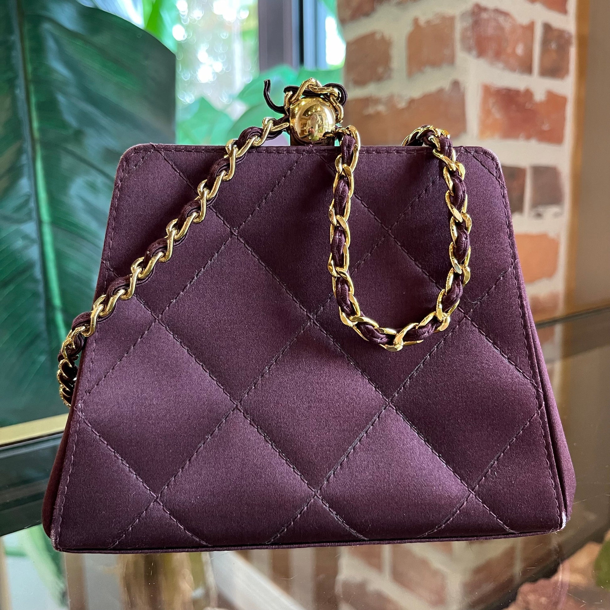Chanel Silk Plum Colored Handbag - Rovelle Bags