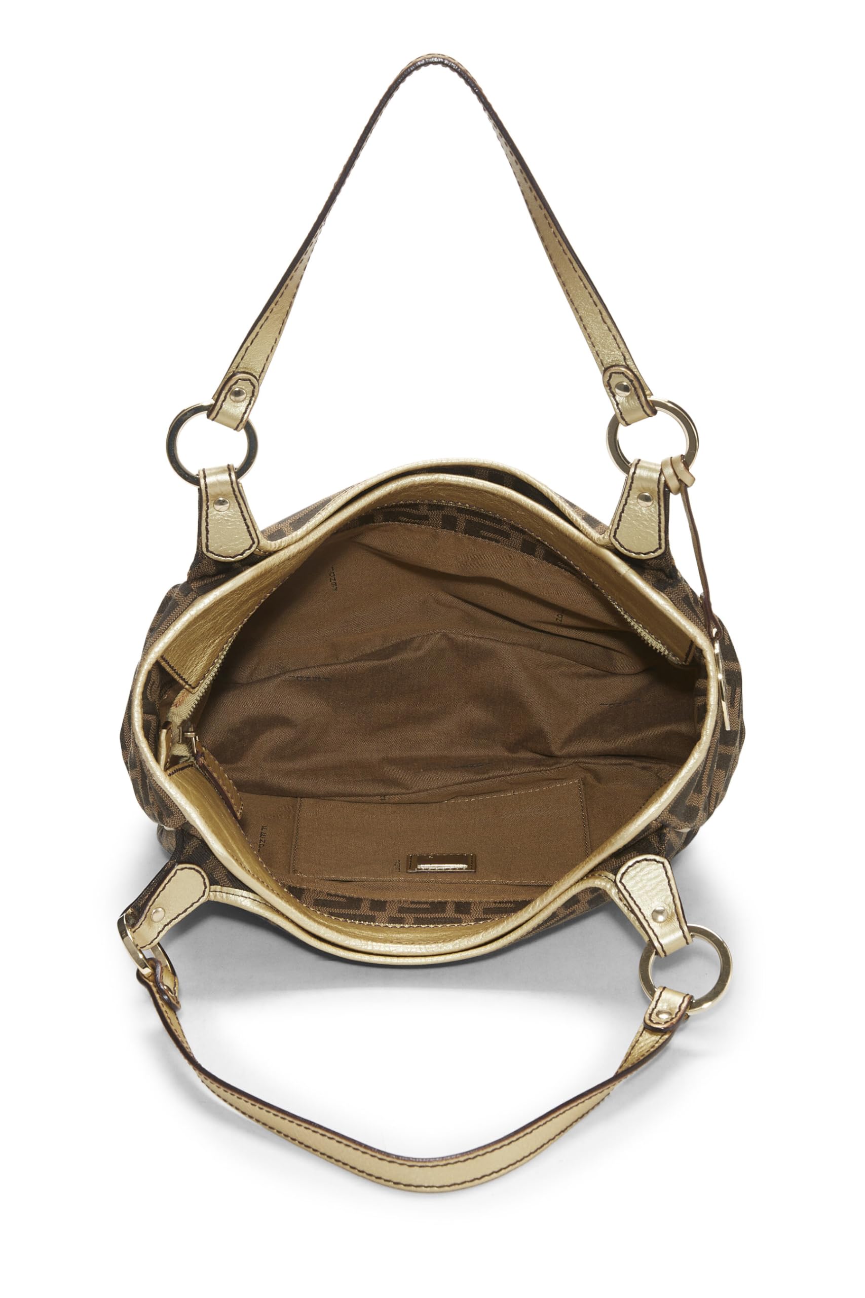 Fendi, Gold Zucca Canvas Shoulder Bag, Gold