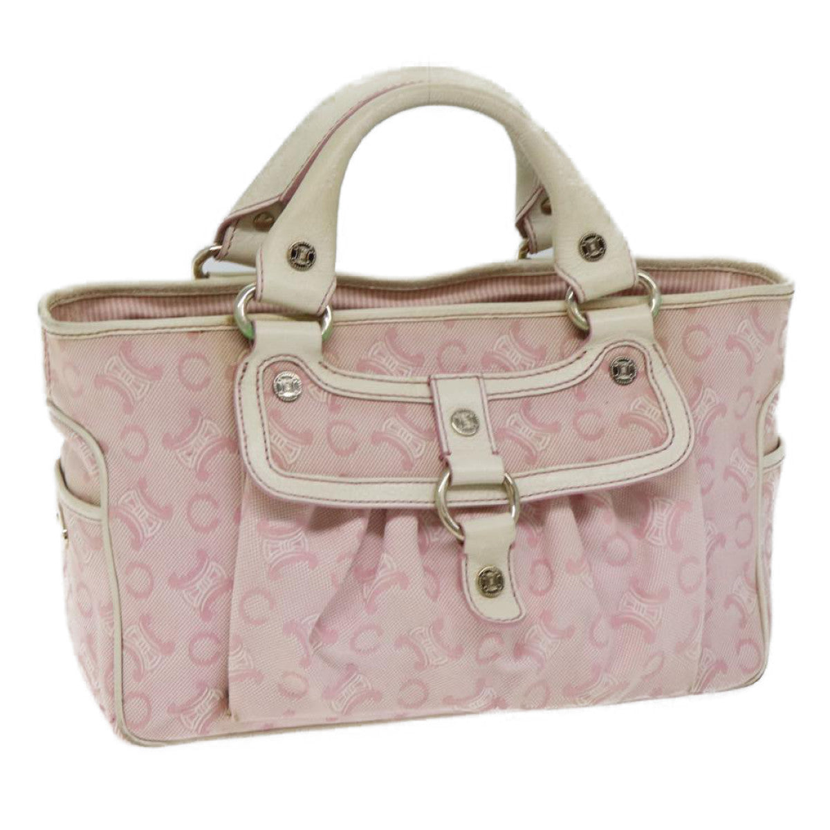 Luxury CELINE C Macadam Canvas Hand Bag Pink 71536