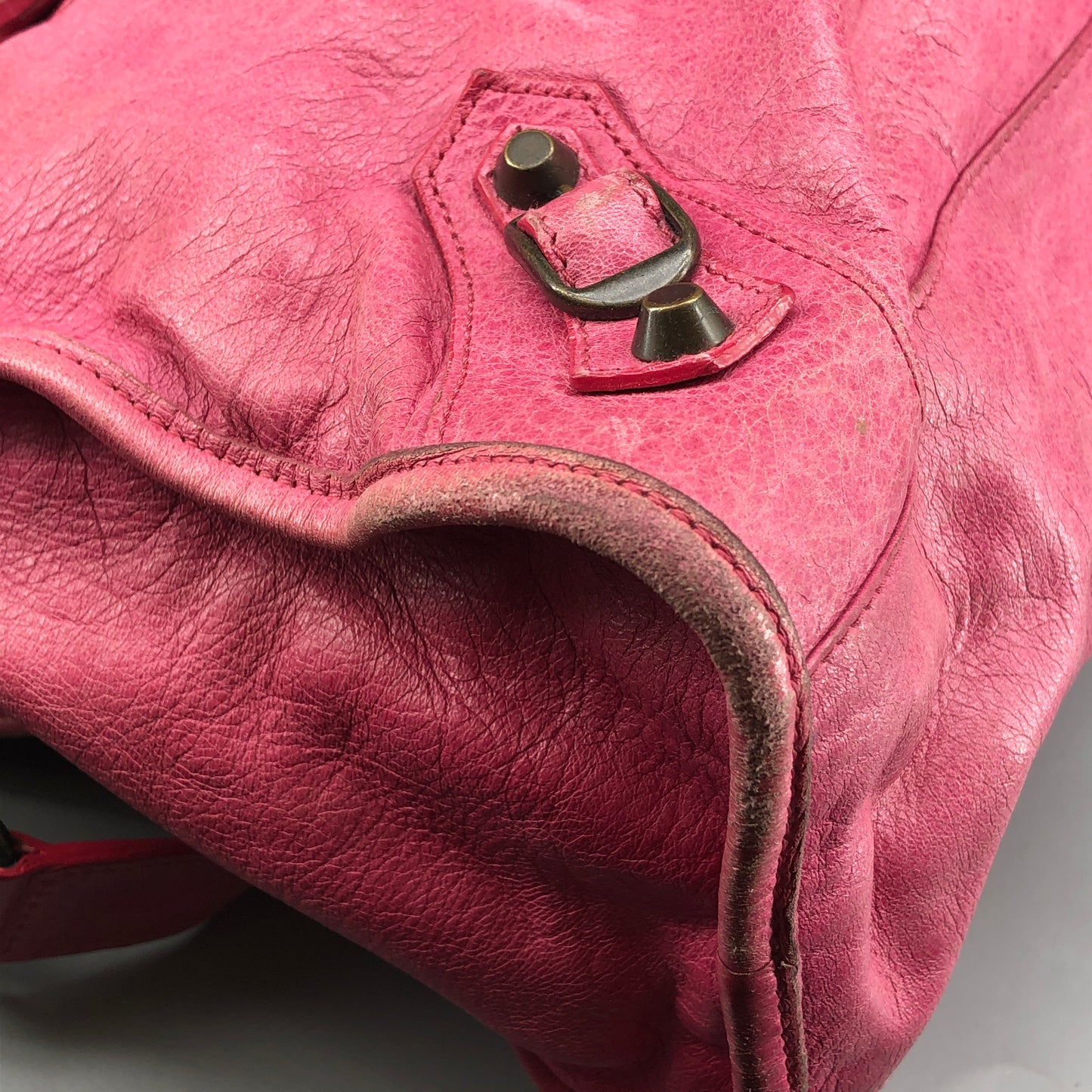 Balenciaga Pink Distressed Leather City Handbag Shoulder Bag