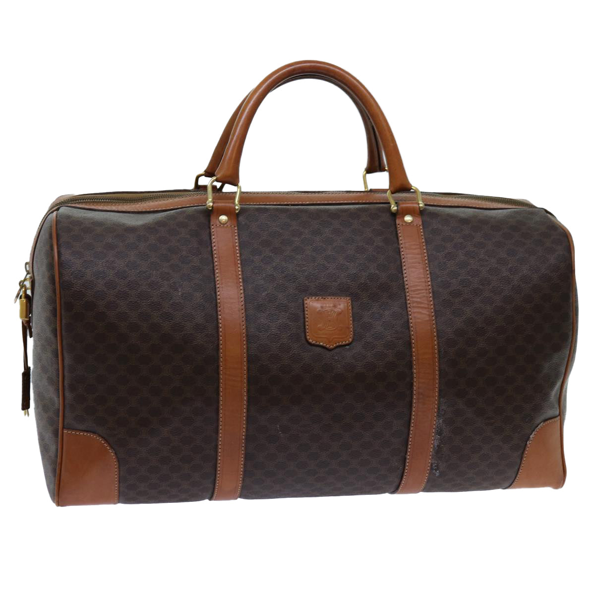 Luxury CELINE Macadam Canvas Boston Bag PVC Brown 71886
