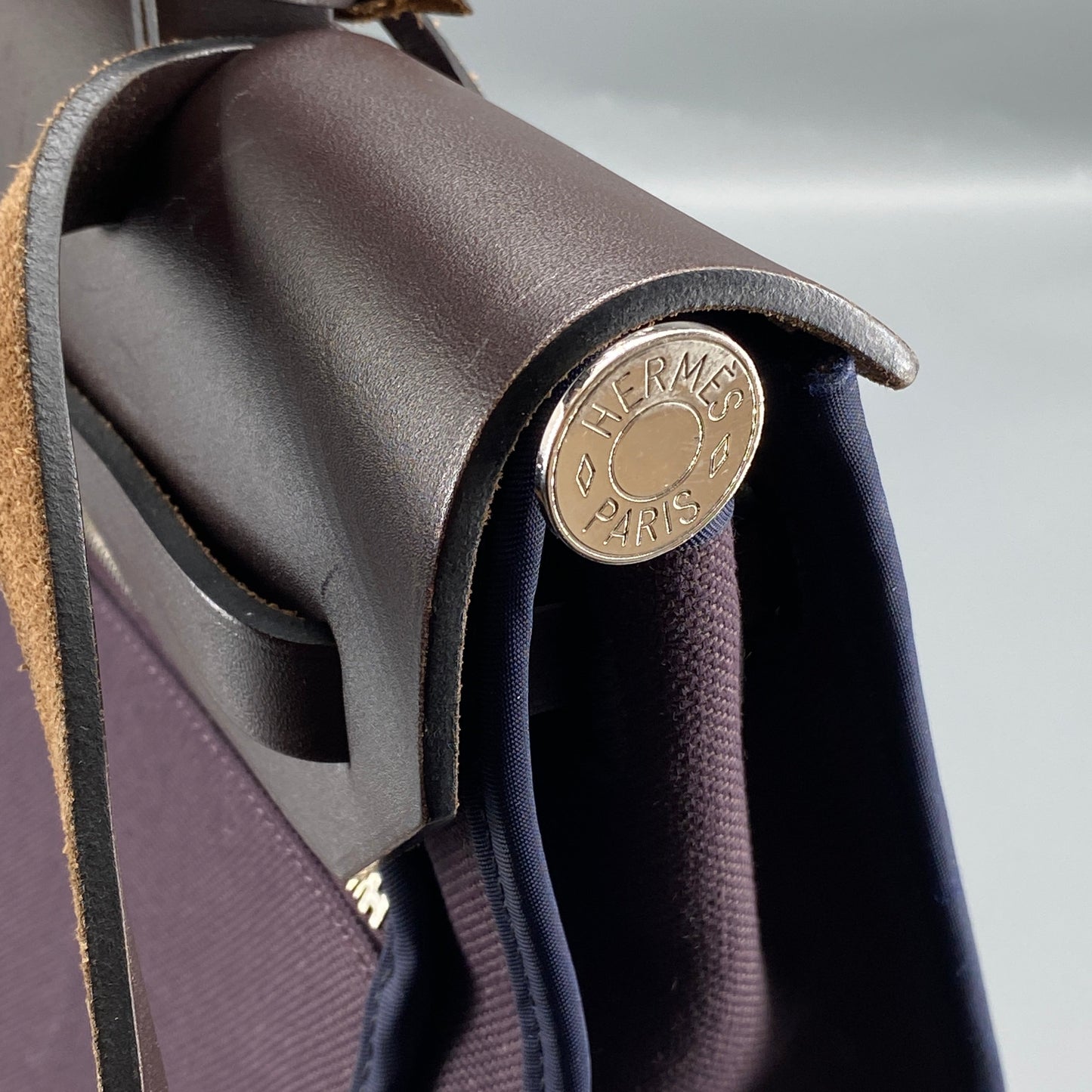 Hermes Herbag 31 Deep Grape Canvas Leather Shoulder Bag