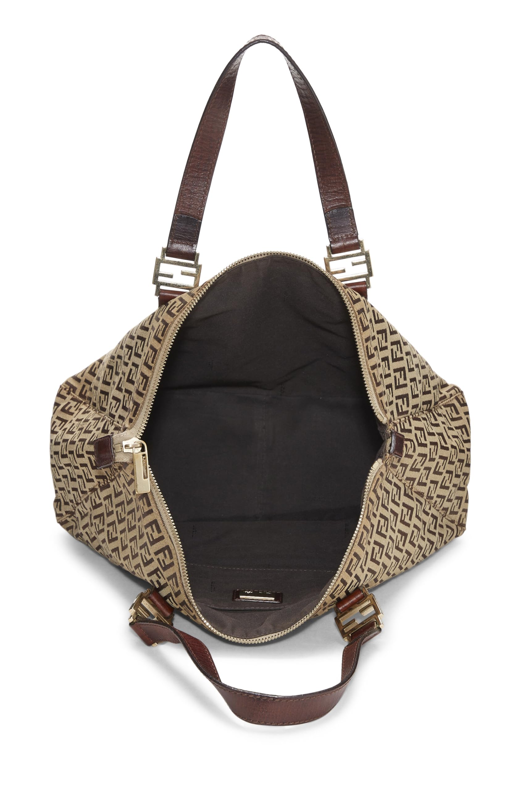Fendi, Brown Zucchino Canvas Tote Small, Brown