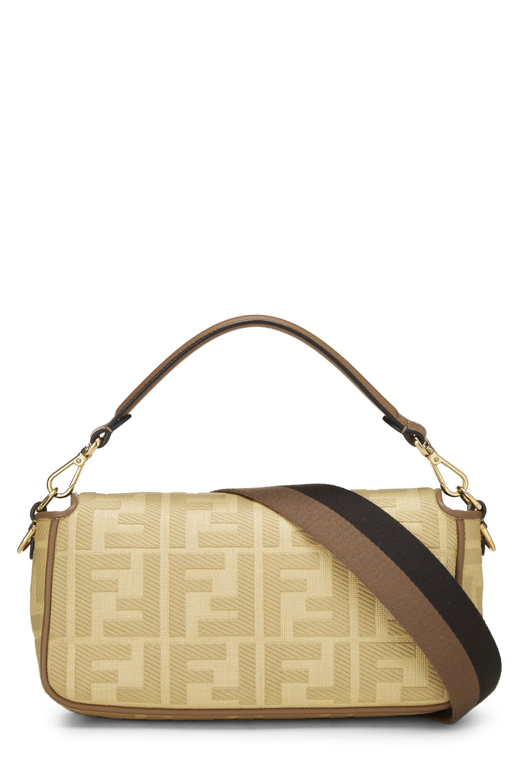 Fendi, Yellow Canvas Convertible Baguette Medium, Yellow