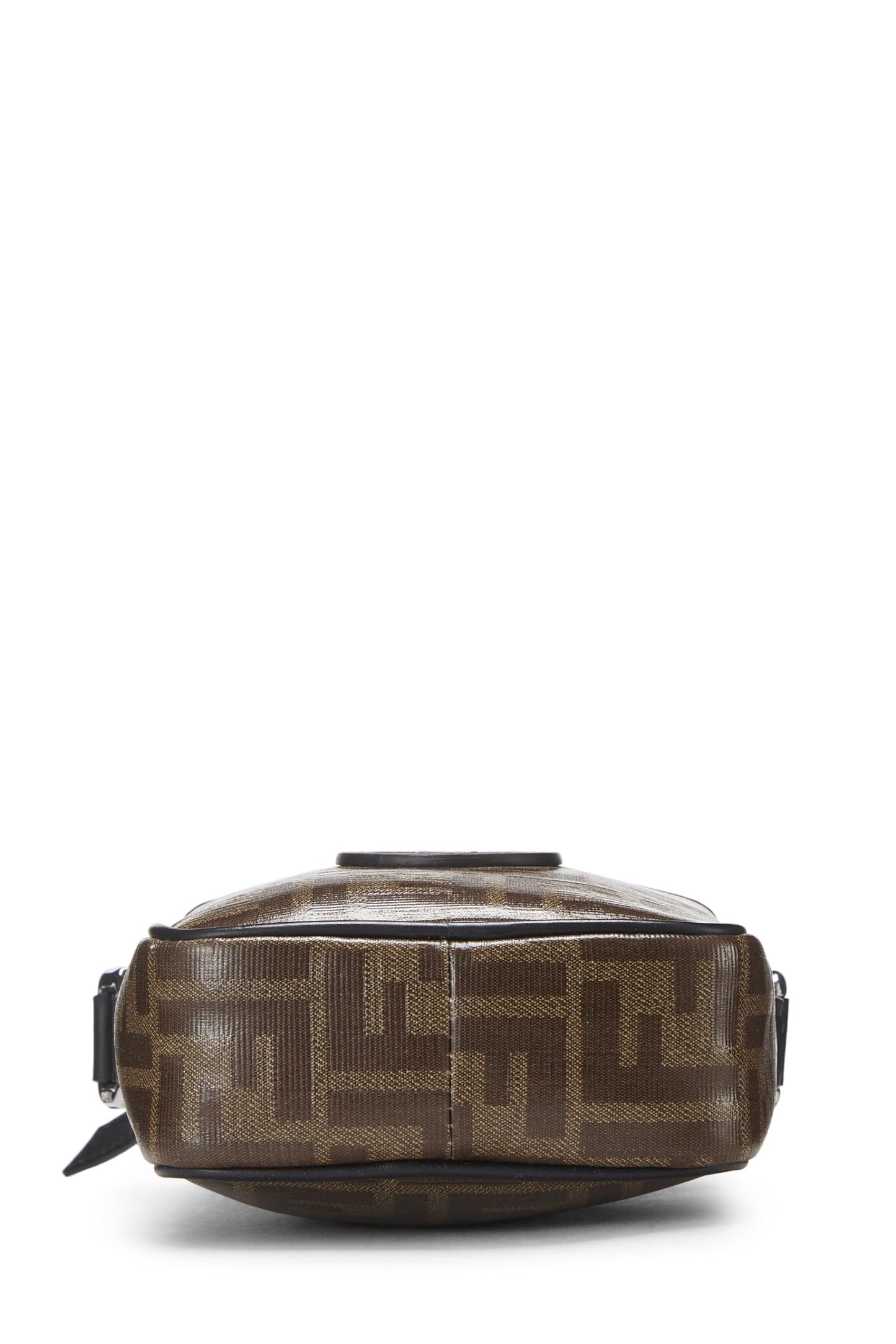 Fendi, Brown Leather & Zucca Canvas Crossbody, Black