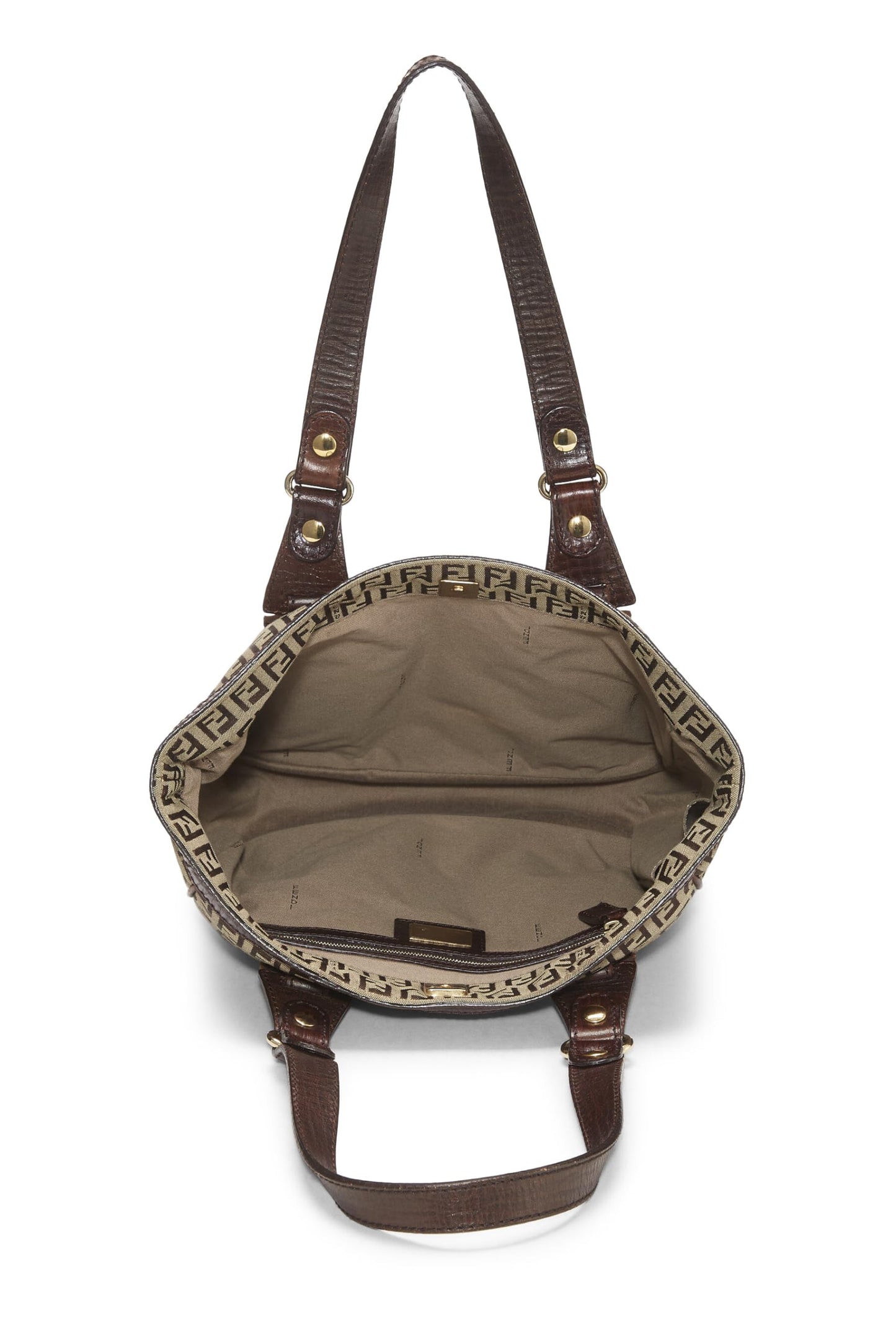 Fendi, Brown Zucchino Canvas Tote Small, Brown