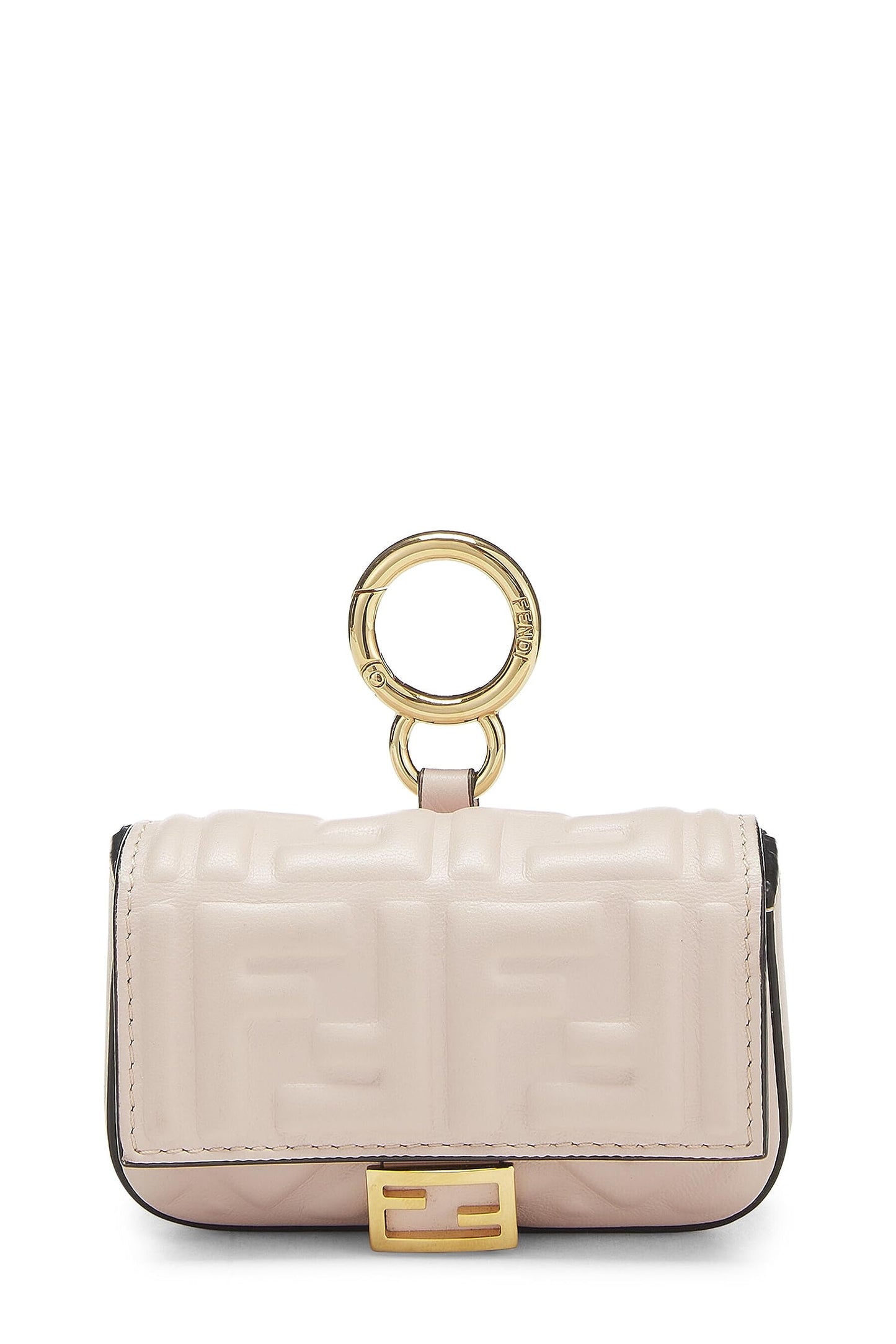 Fendi, Pink Embroidered Convertible Baguette Bag Charm Nano, Pink