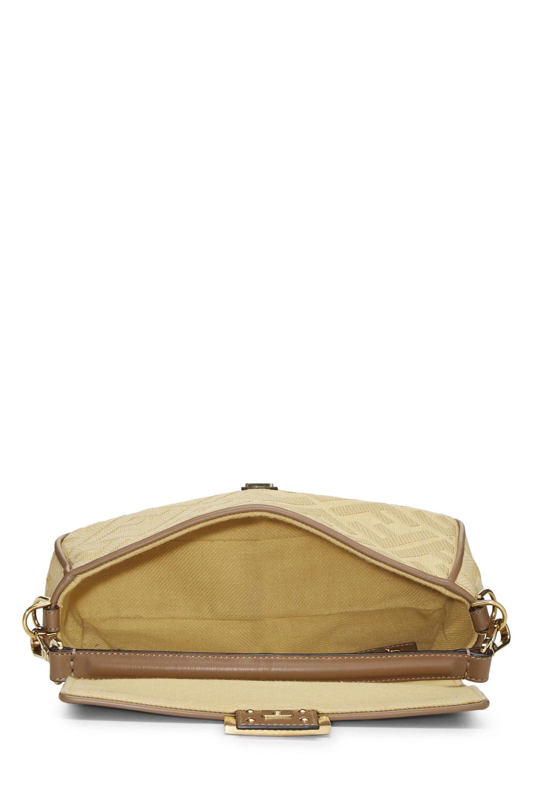 Fendi, Yellow Canvas Convertible Baguette Medium, Yellow