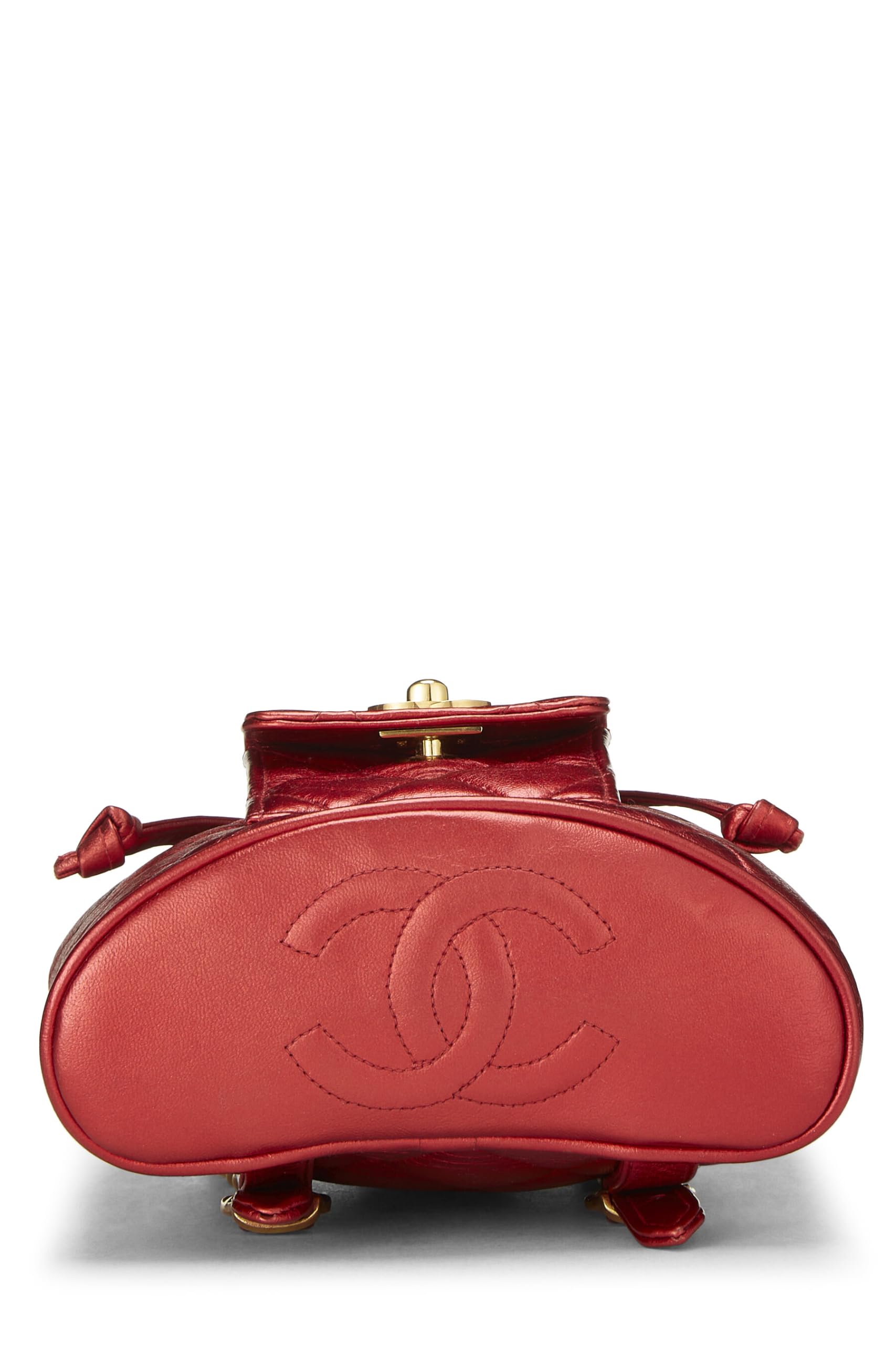 Chanel Chanel, Red Metallic Leather Classic Backpack - Rovelle Bags