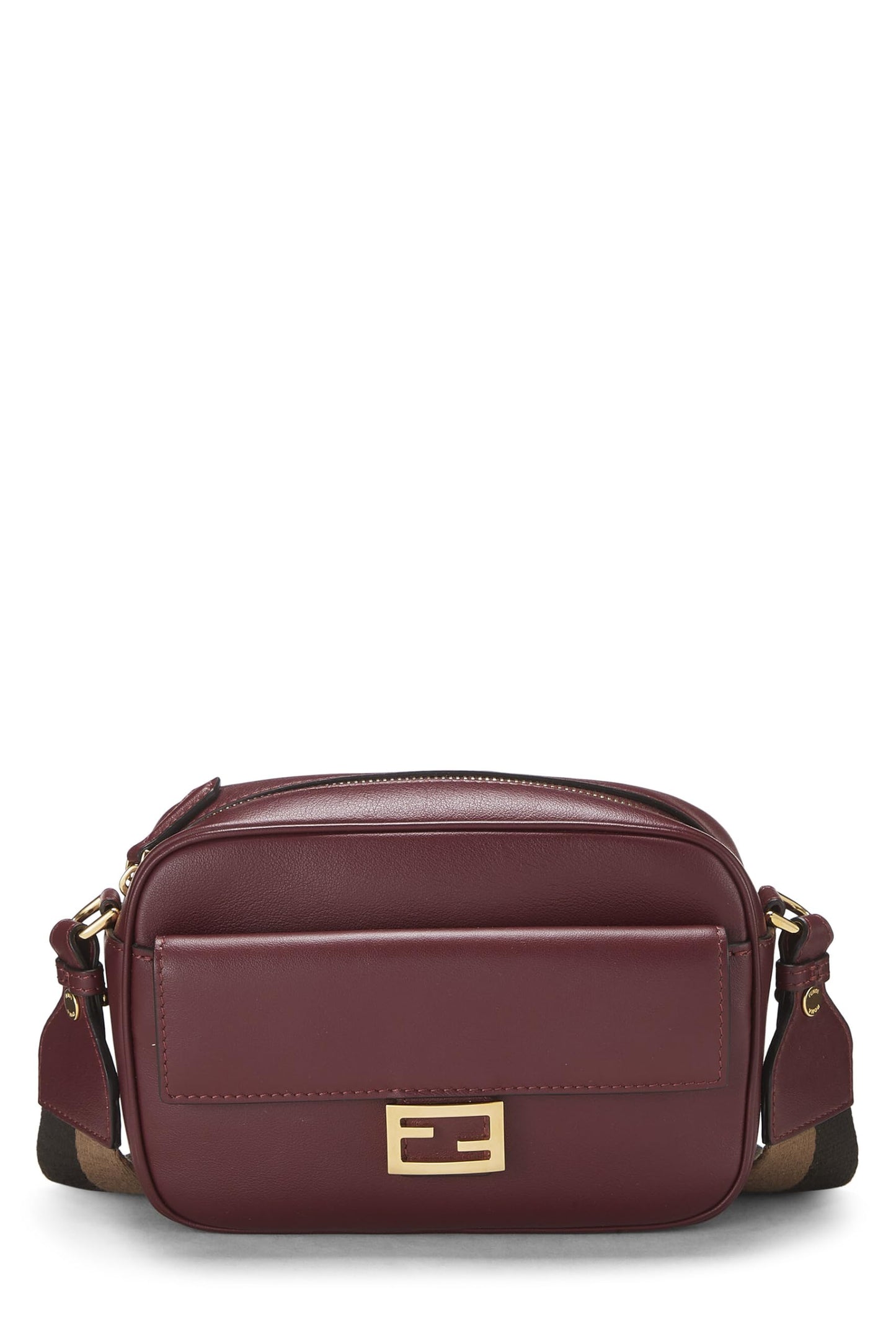 Fendi, Burgundy Leather Baguette Camera Medium, Burgundy