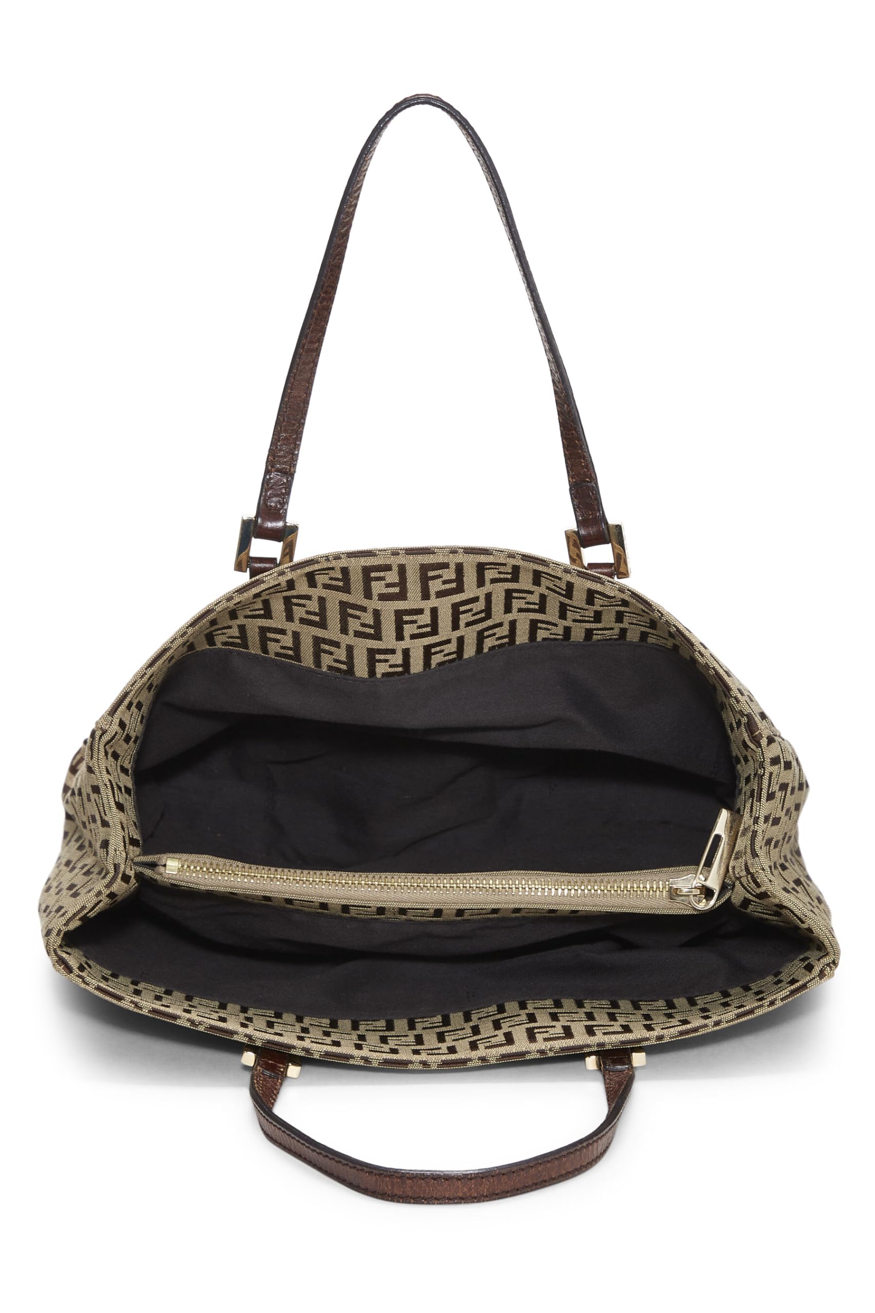 Fendi, Brown Zucchino Canvas Tote Small, Brown
