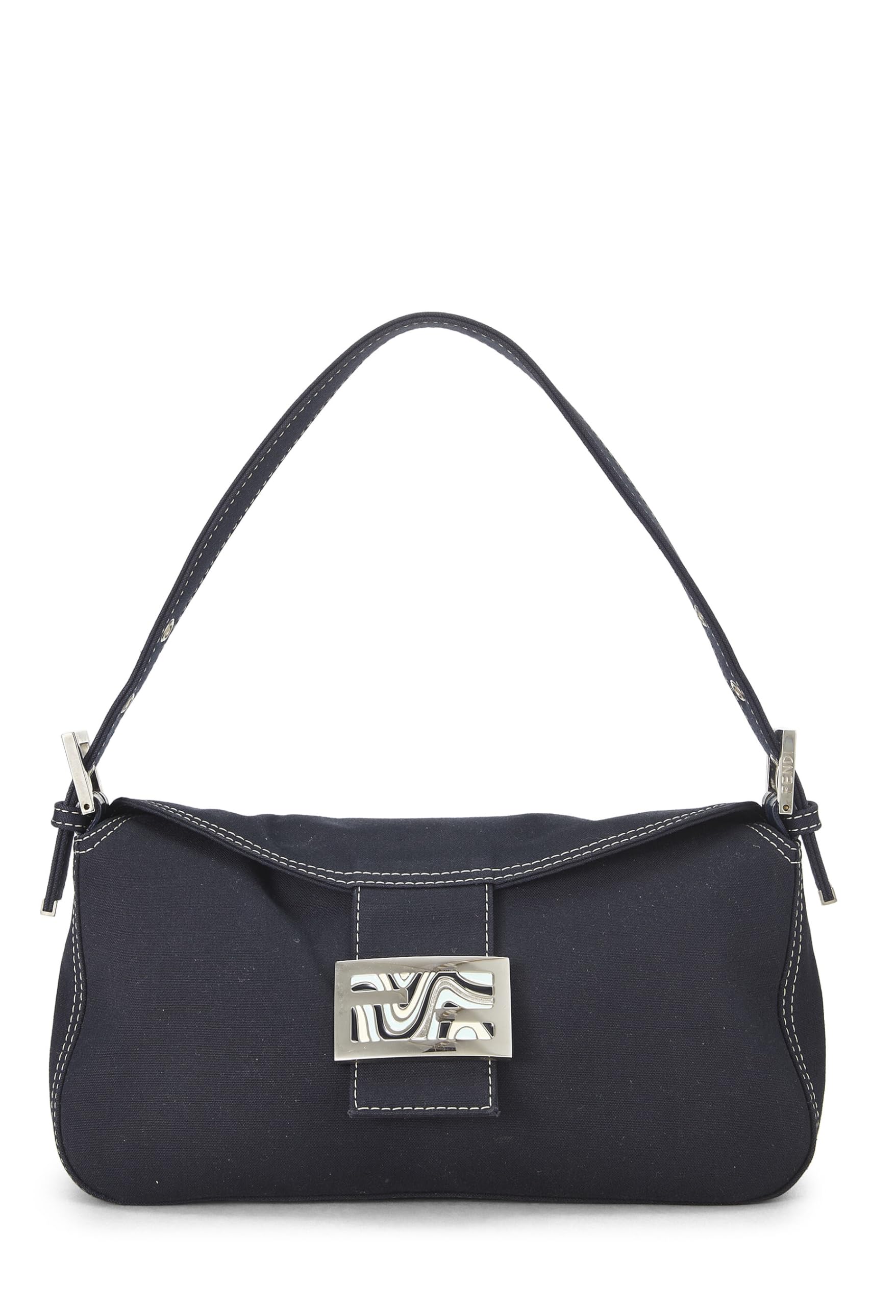 Fendi, Navy Canvas Shoulder Bag Small, Navy