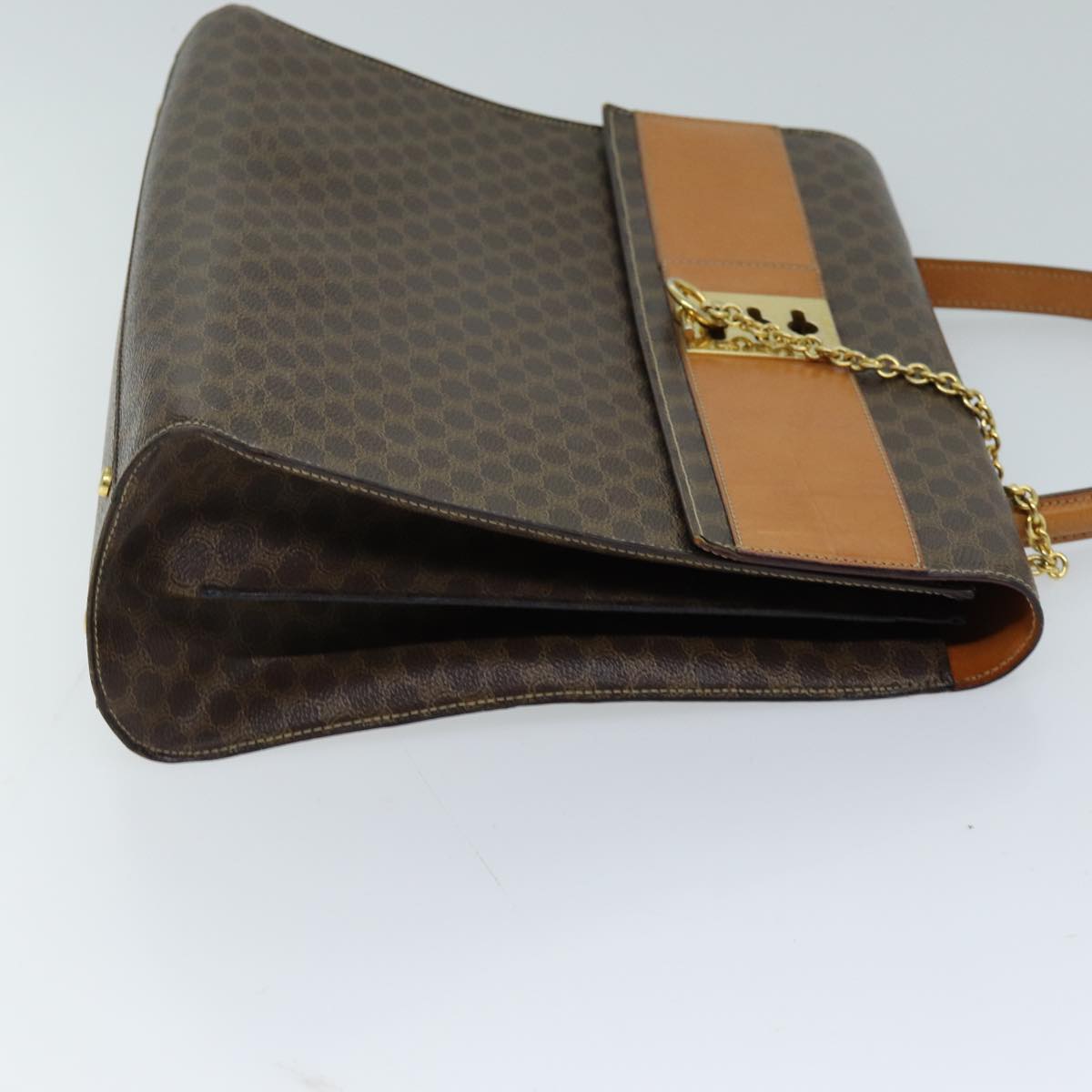 Luxury CELINE Macadam Canvas Hand Bag PVC Brown 72184
