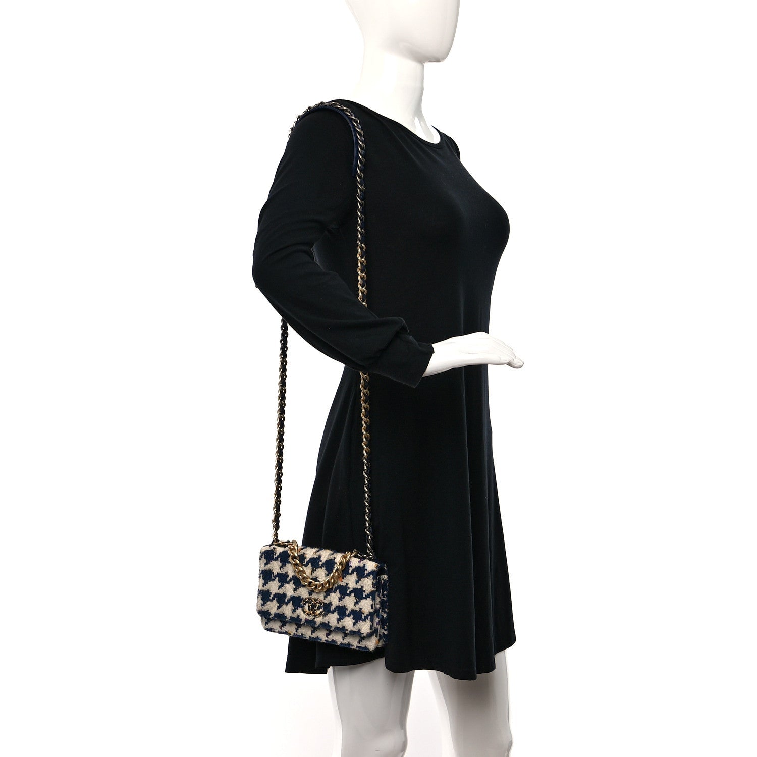 Chanel Tweed Quilted Chanel 19 Wallet Crossbody Bag - Rovelle Bags