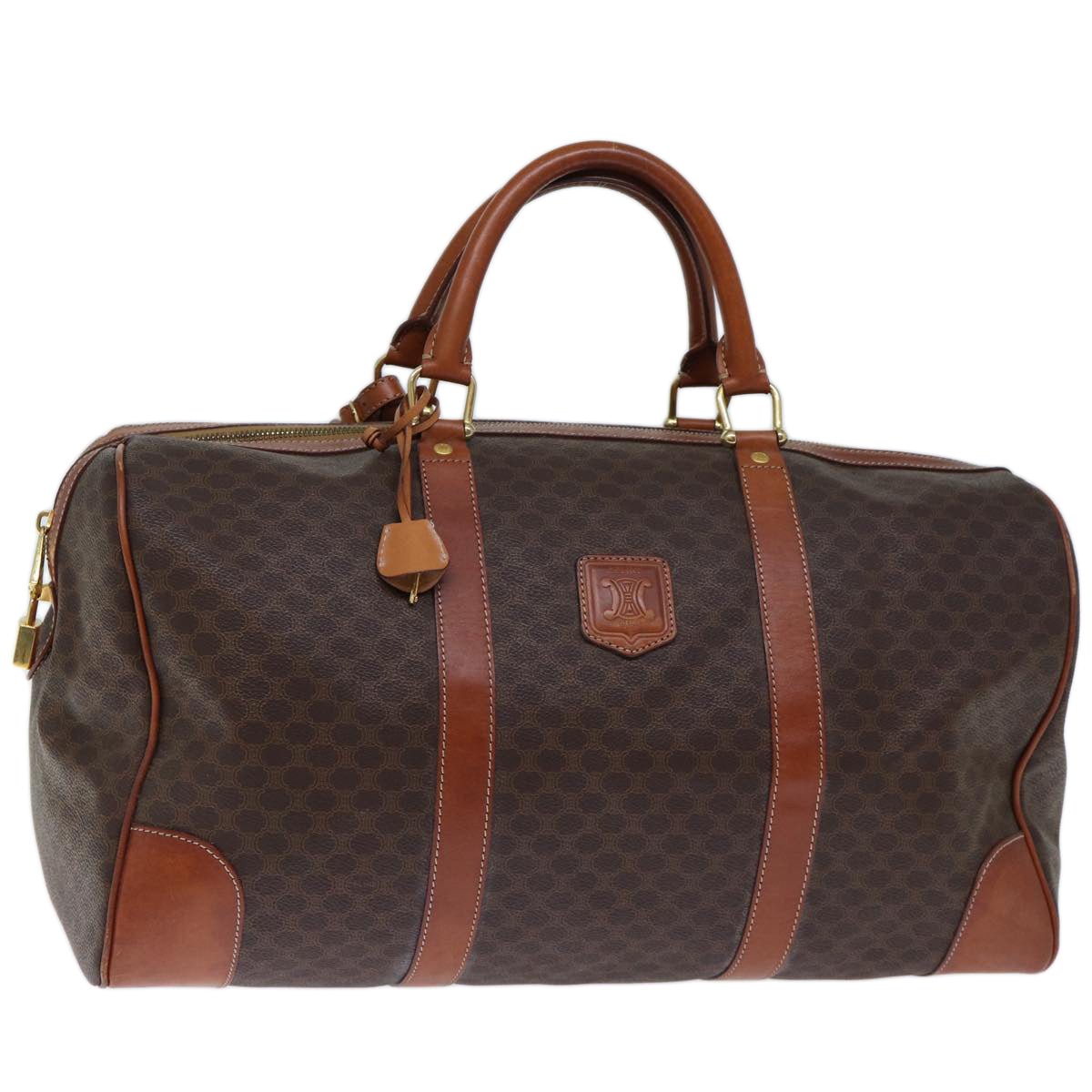 Luxury CELINE Macadam Canvas Boston Bag PVC Brown 73452