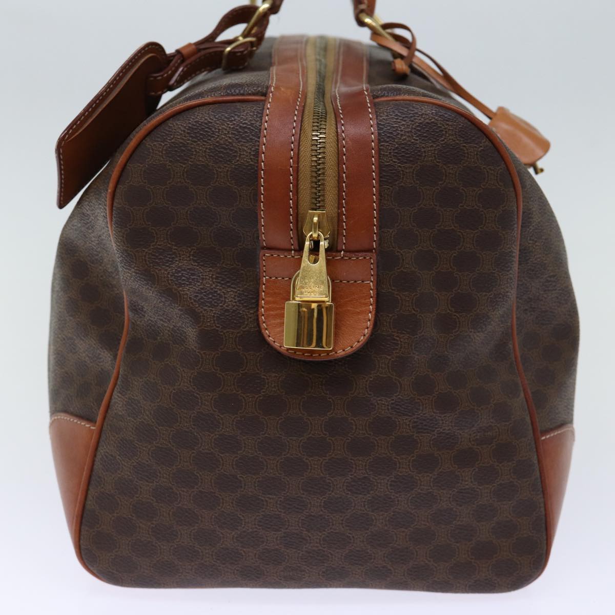 Luxury CELINE Macadam Canvas Boston Bag PVC Brown 73452