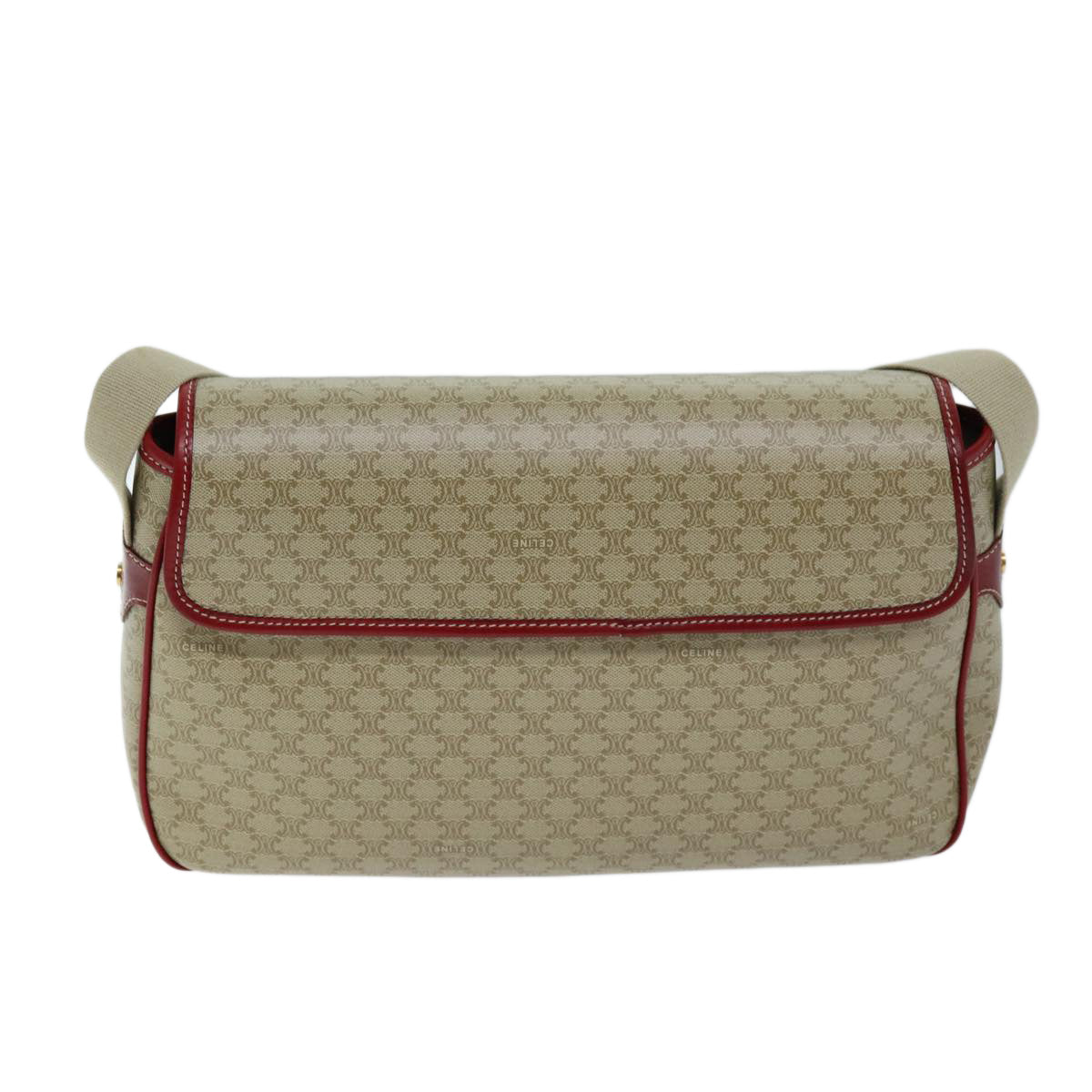 Luxury CELINE Macadam Canvas Shoulder Bag Beige 73585
